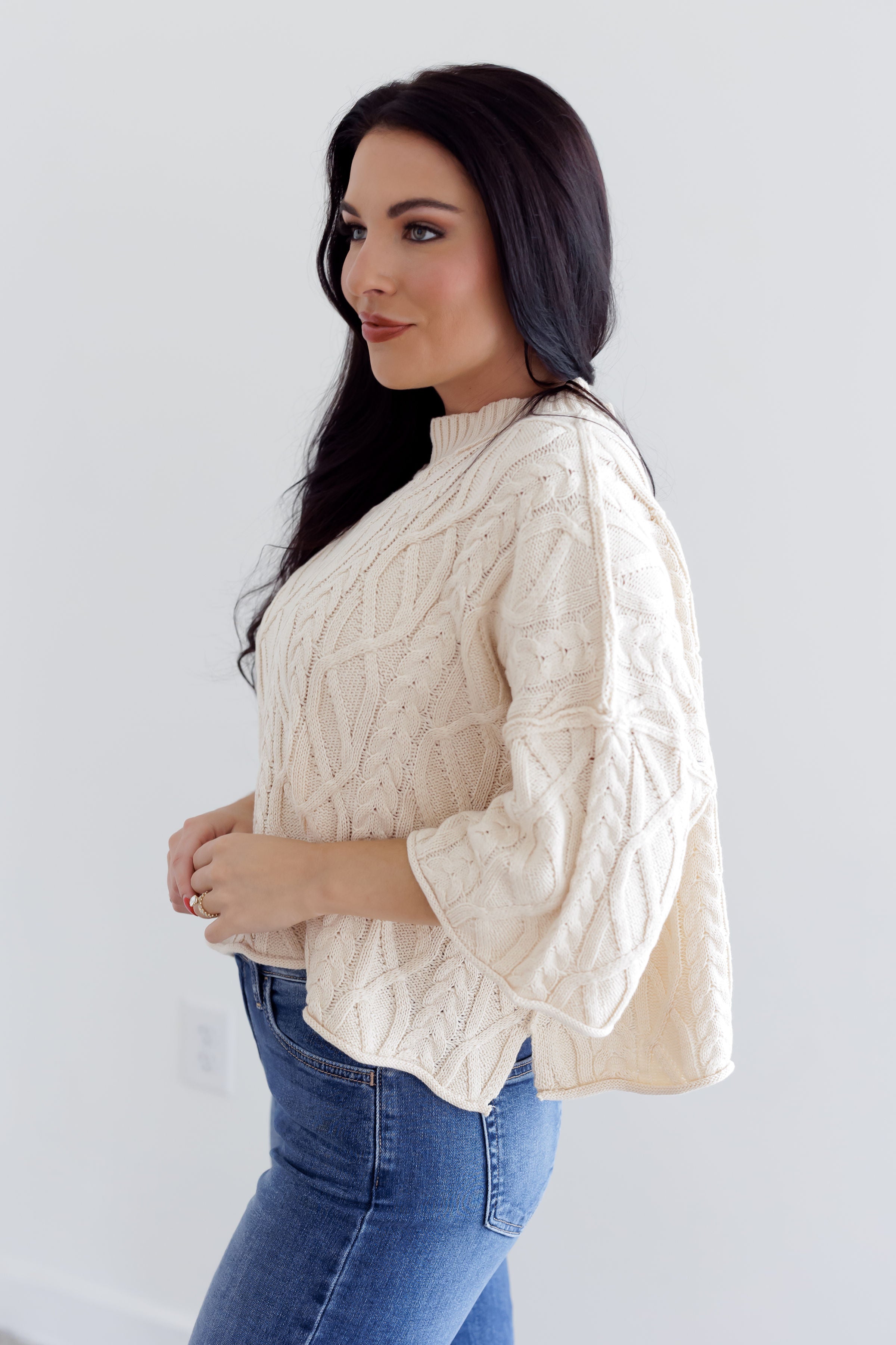 Worth The Wait Crop Sweater - Cream
