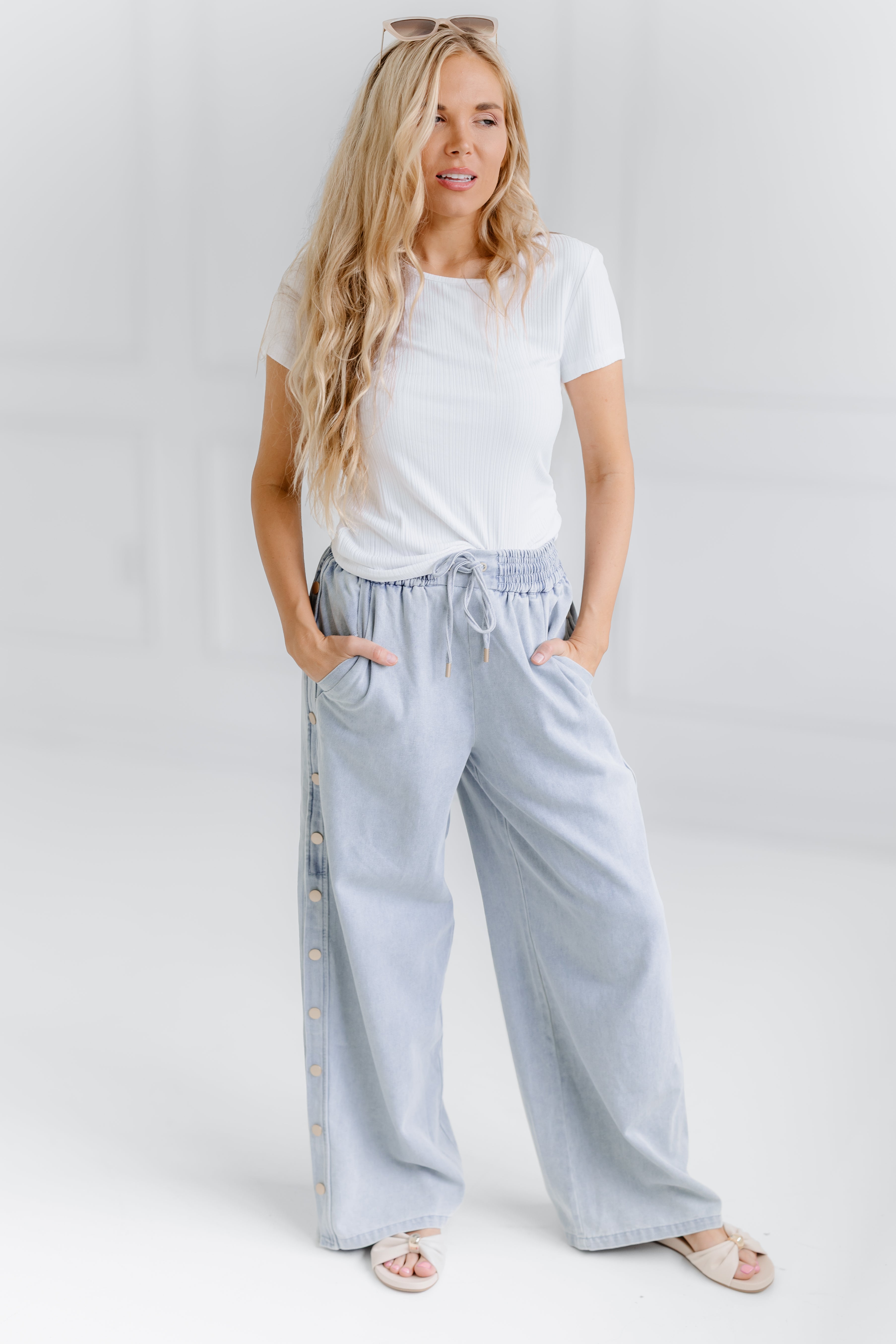 Keep It Easy Wide Leg Denim Pants