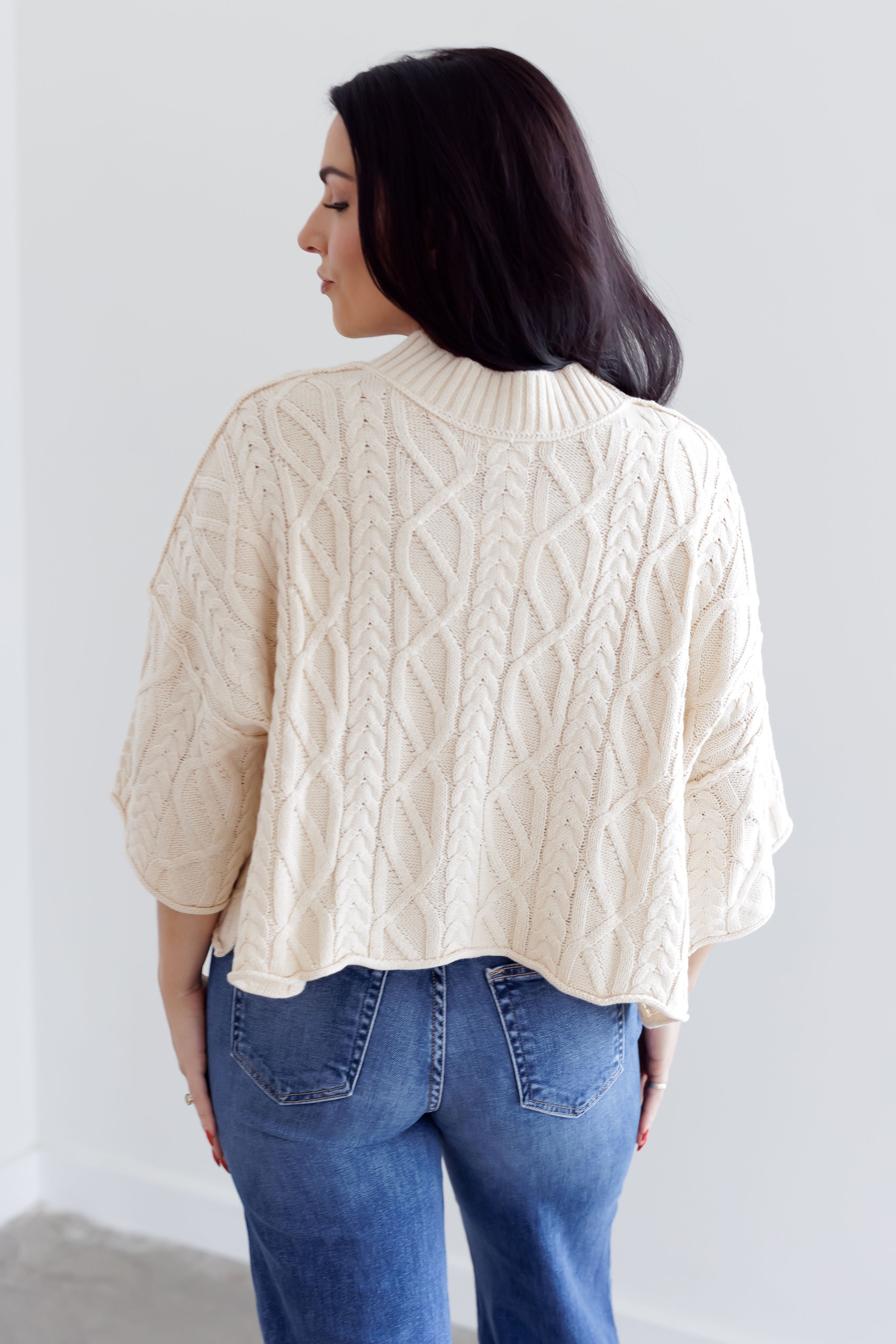Worth The Wait Crop Sweater - Cream