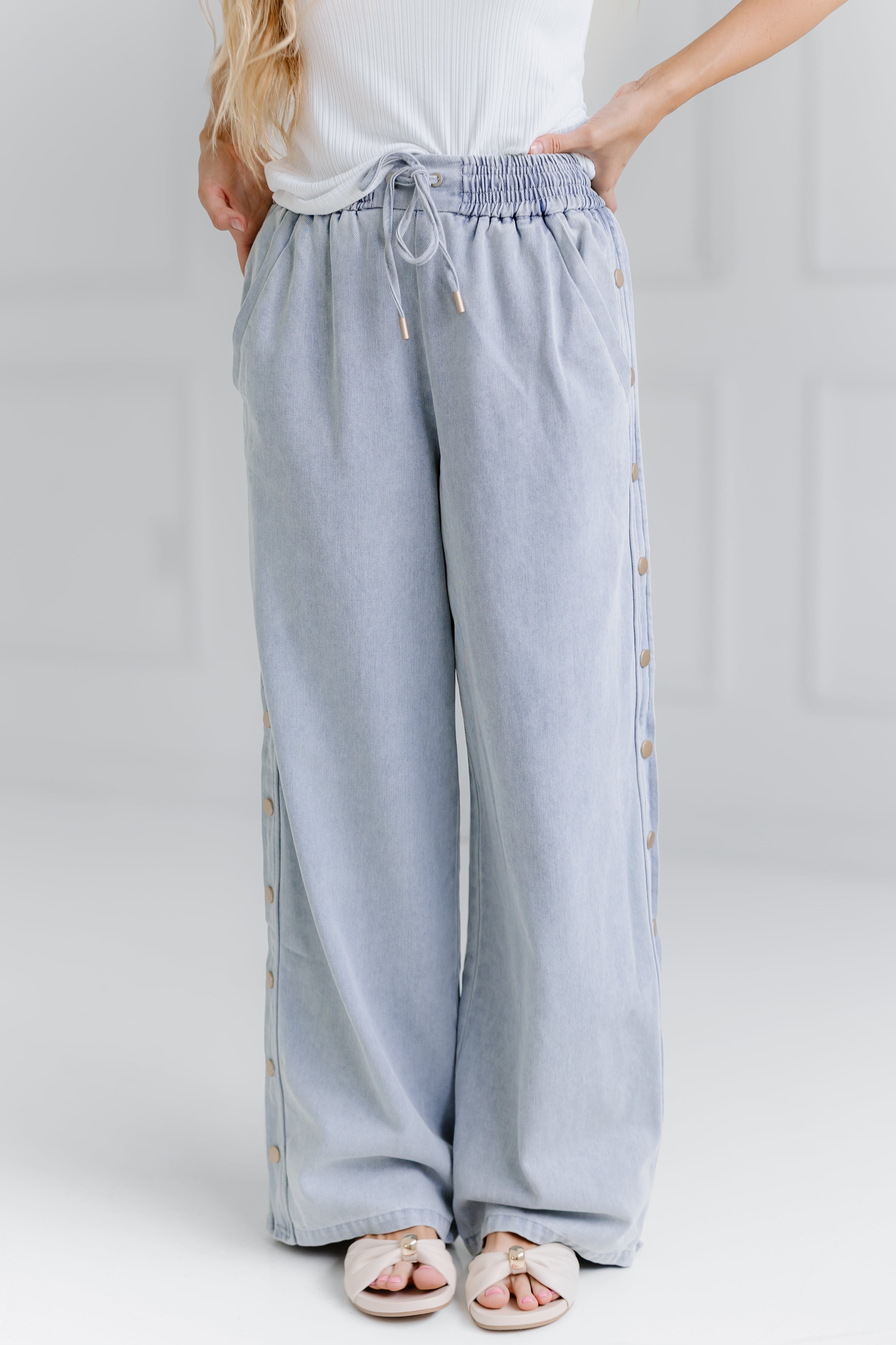 Keep It Easy Wide Leg Denim Pants