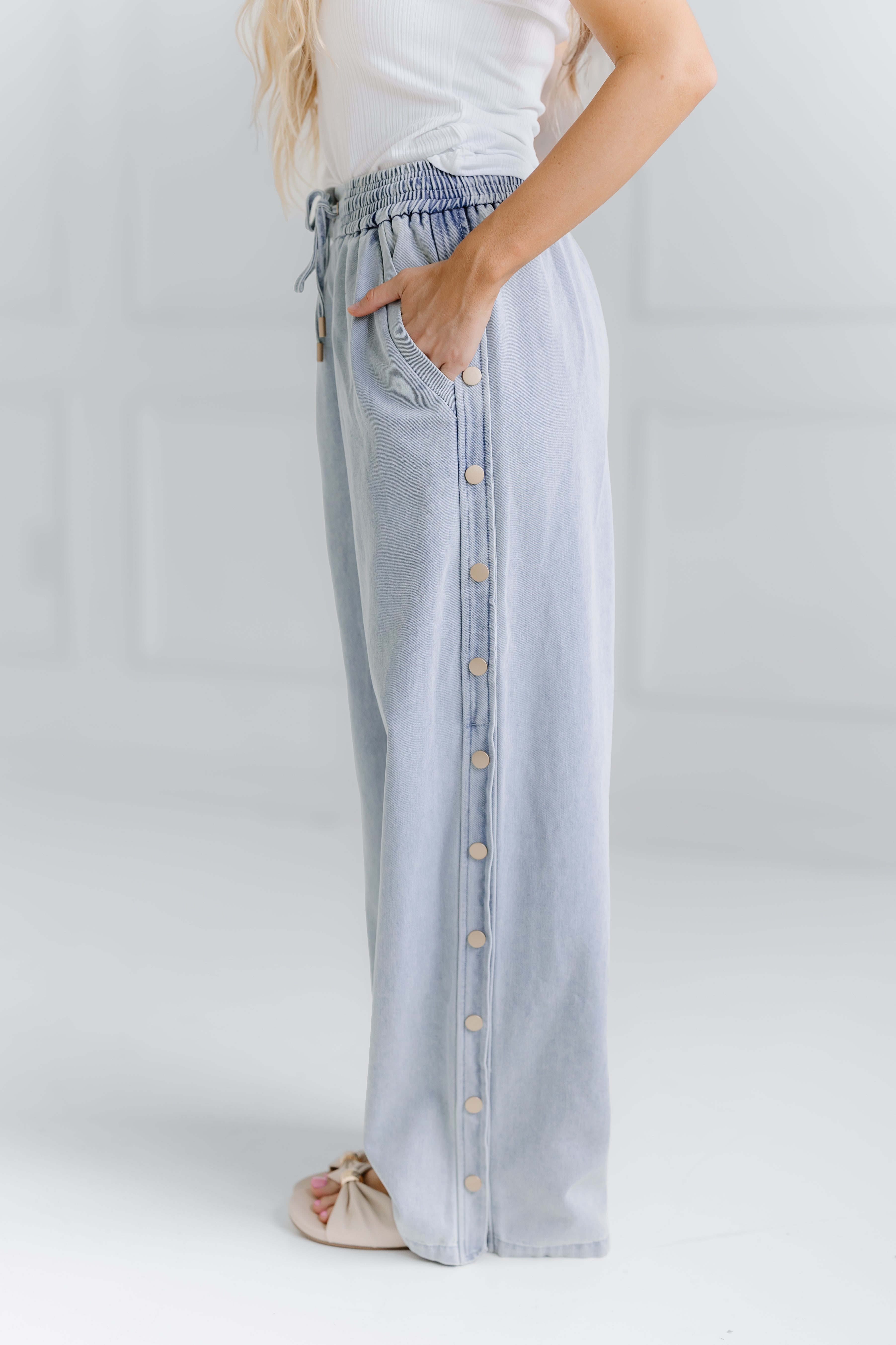 Keep It Easy Wide Leg Denim Pants