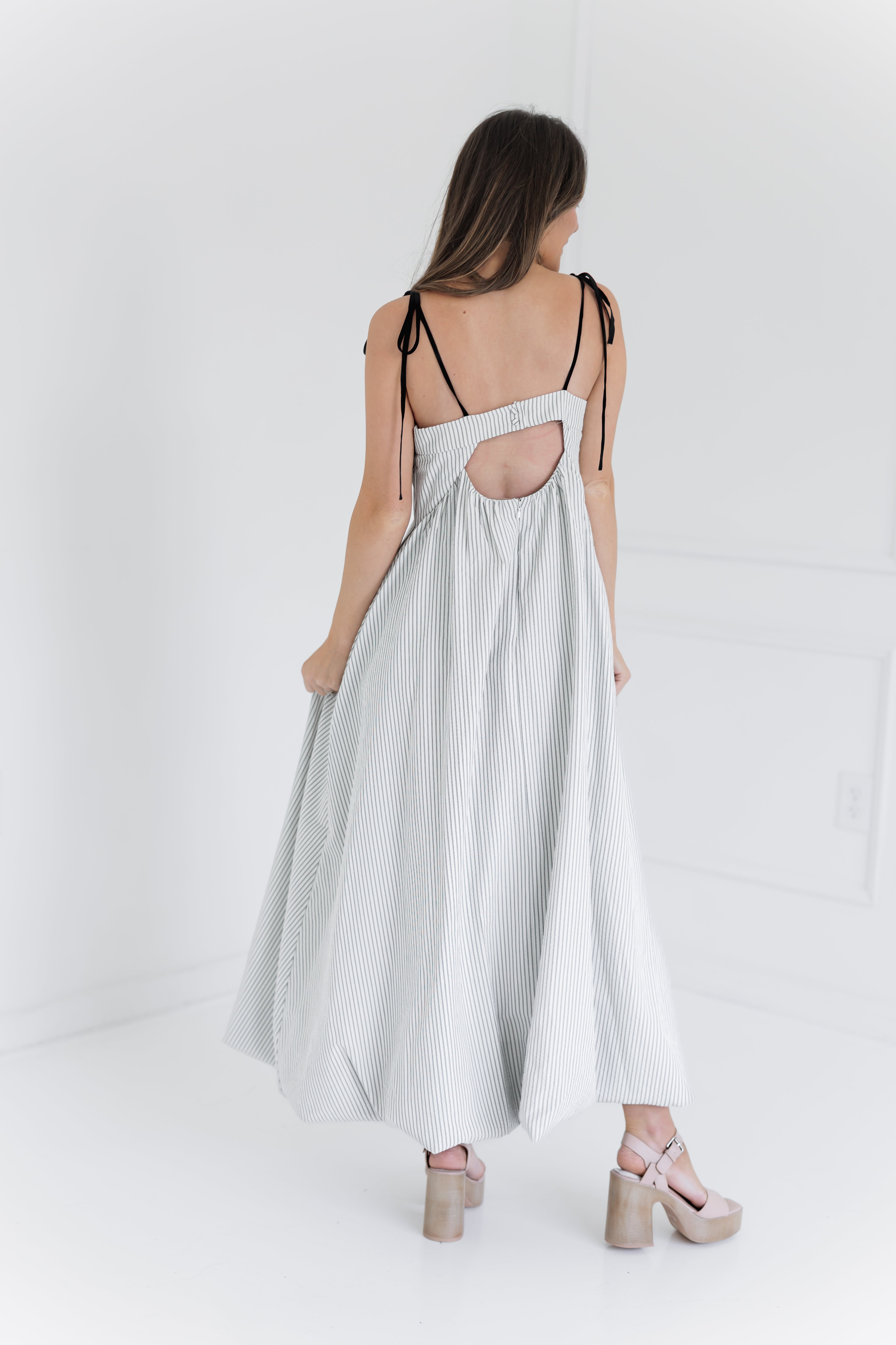 Anita Dress - Ivory Stripe