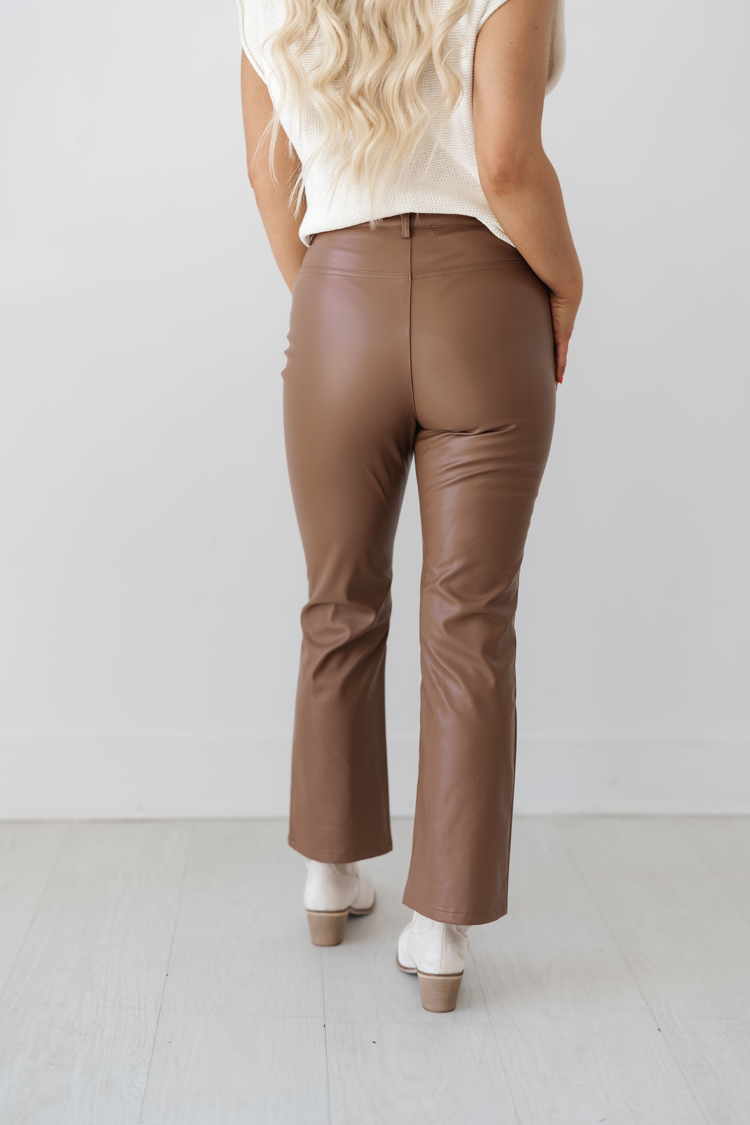 Business Chic Flare Cropped Pants - Walnut