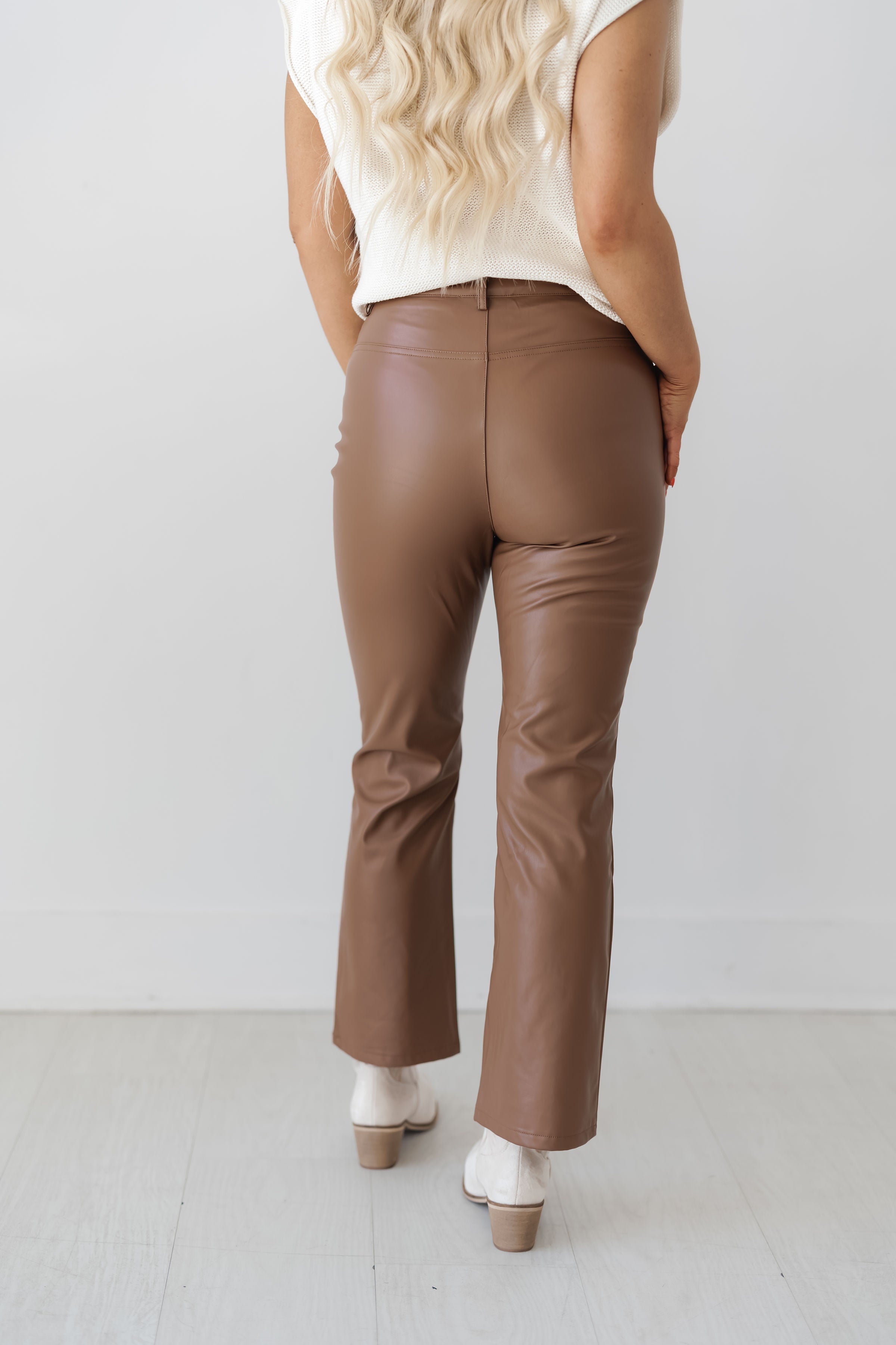 Business Chic Flare Cropped Pants - Walnut