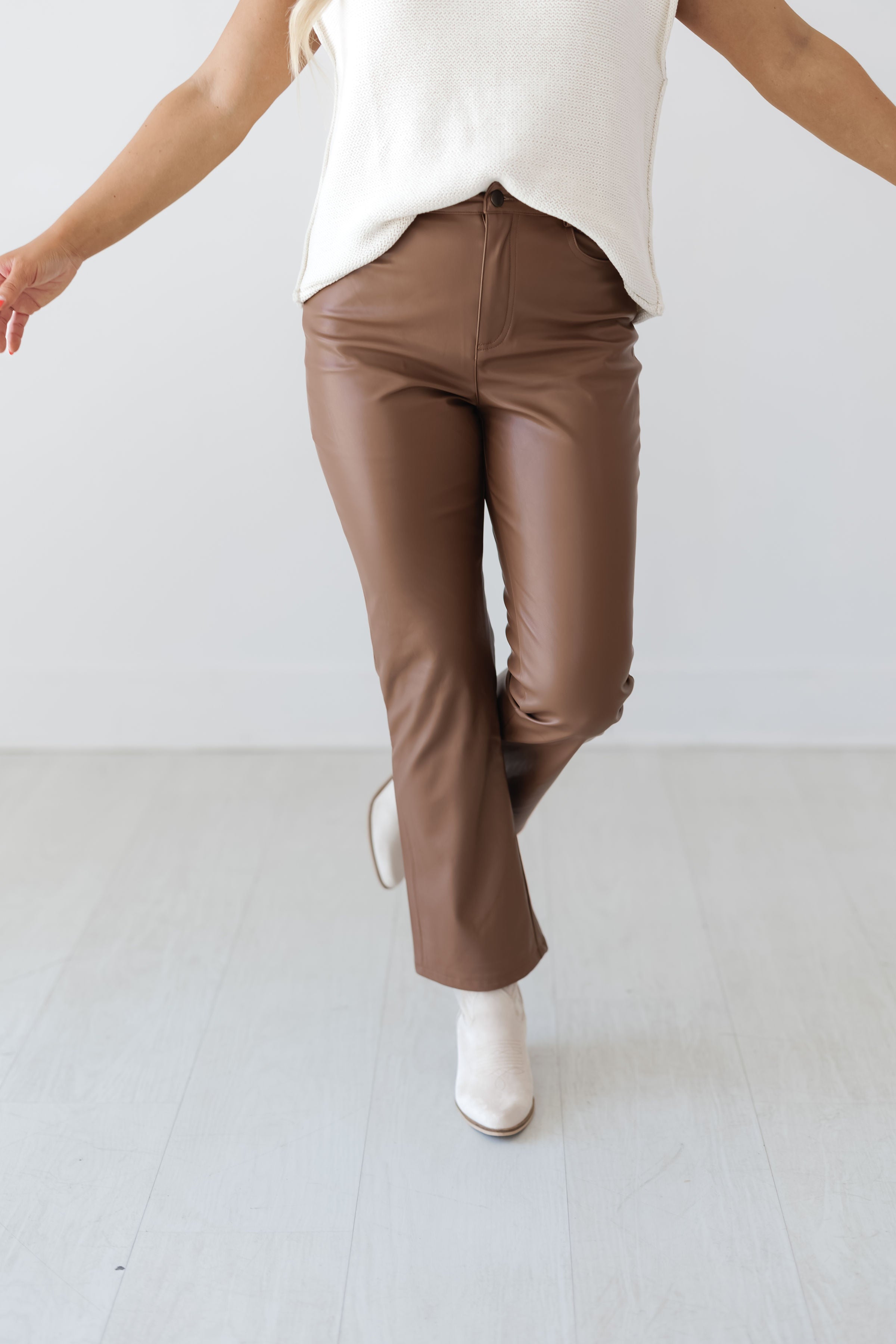 Business Chic Flare Cropped Pants - Walnut