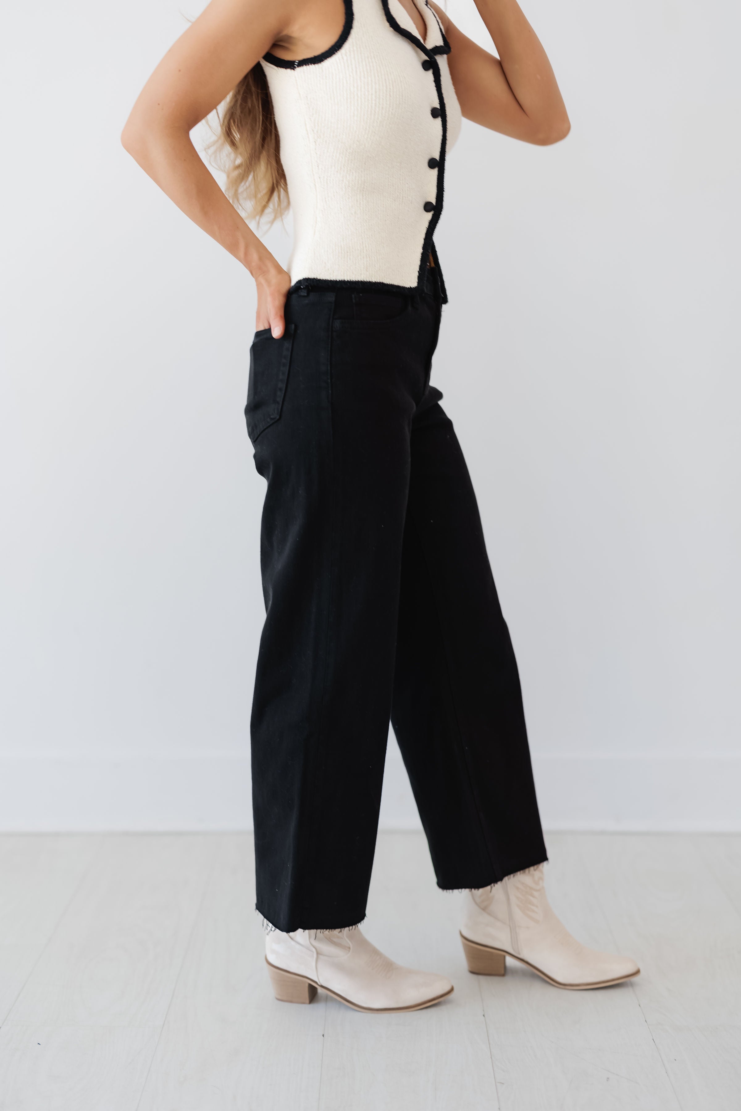 Liam High Rise Crop Wide Leg Jeans