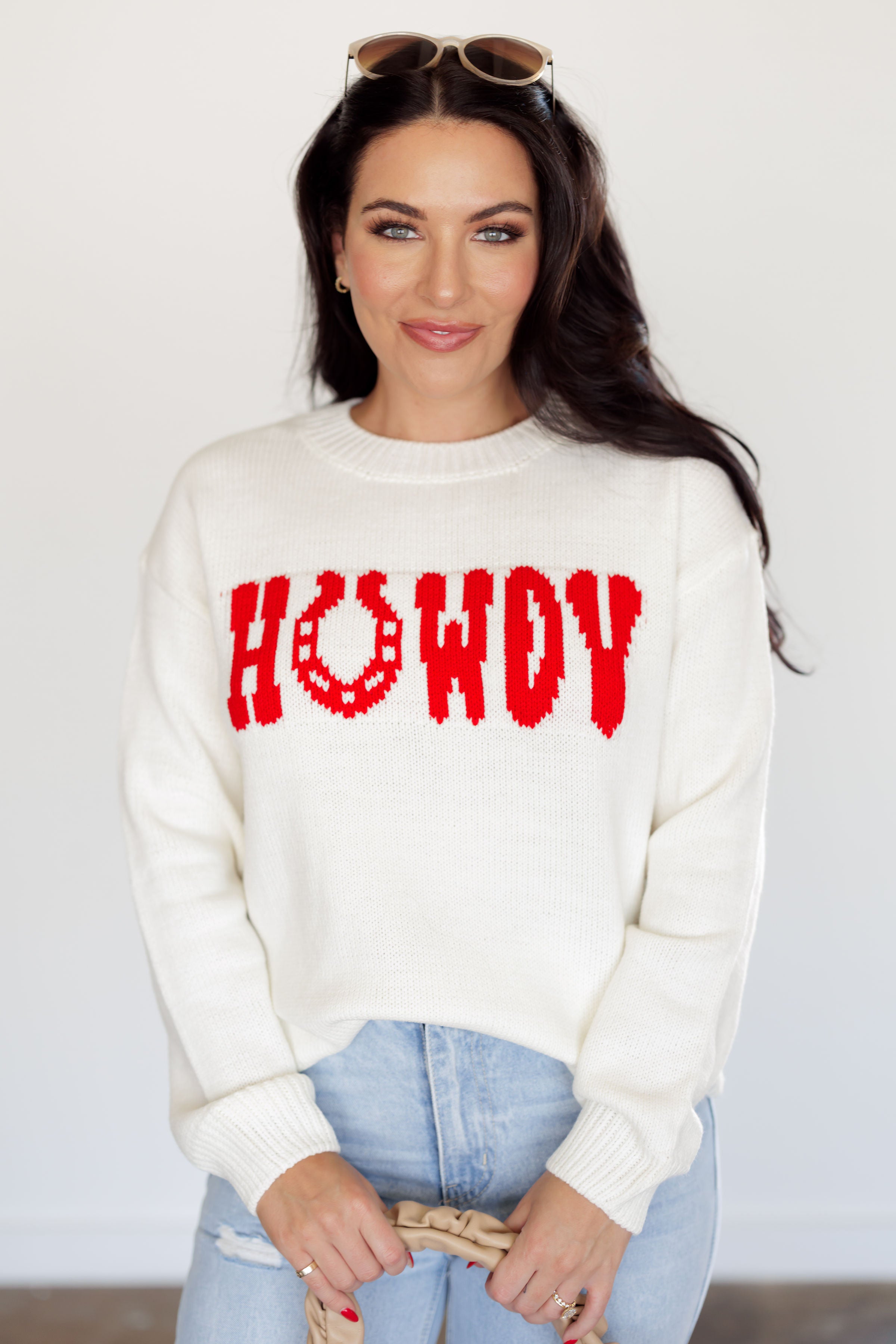 Howdy Sweater - Off White/Red - FINAL SALE