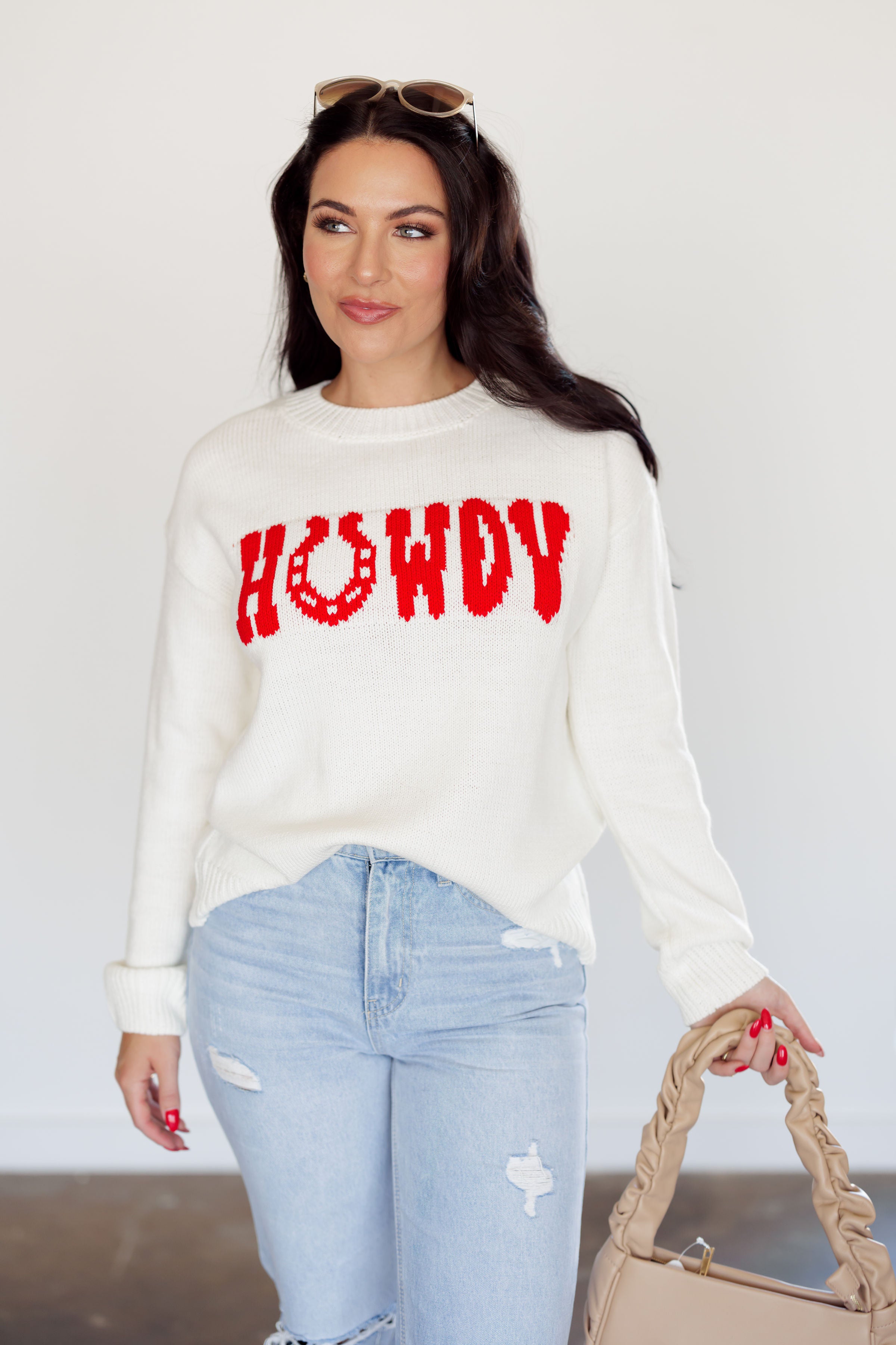 Howdy Sweater - Off White/Red - FINAL SALE