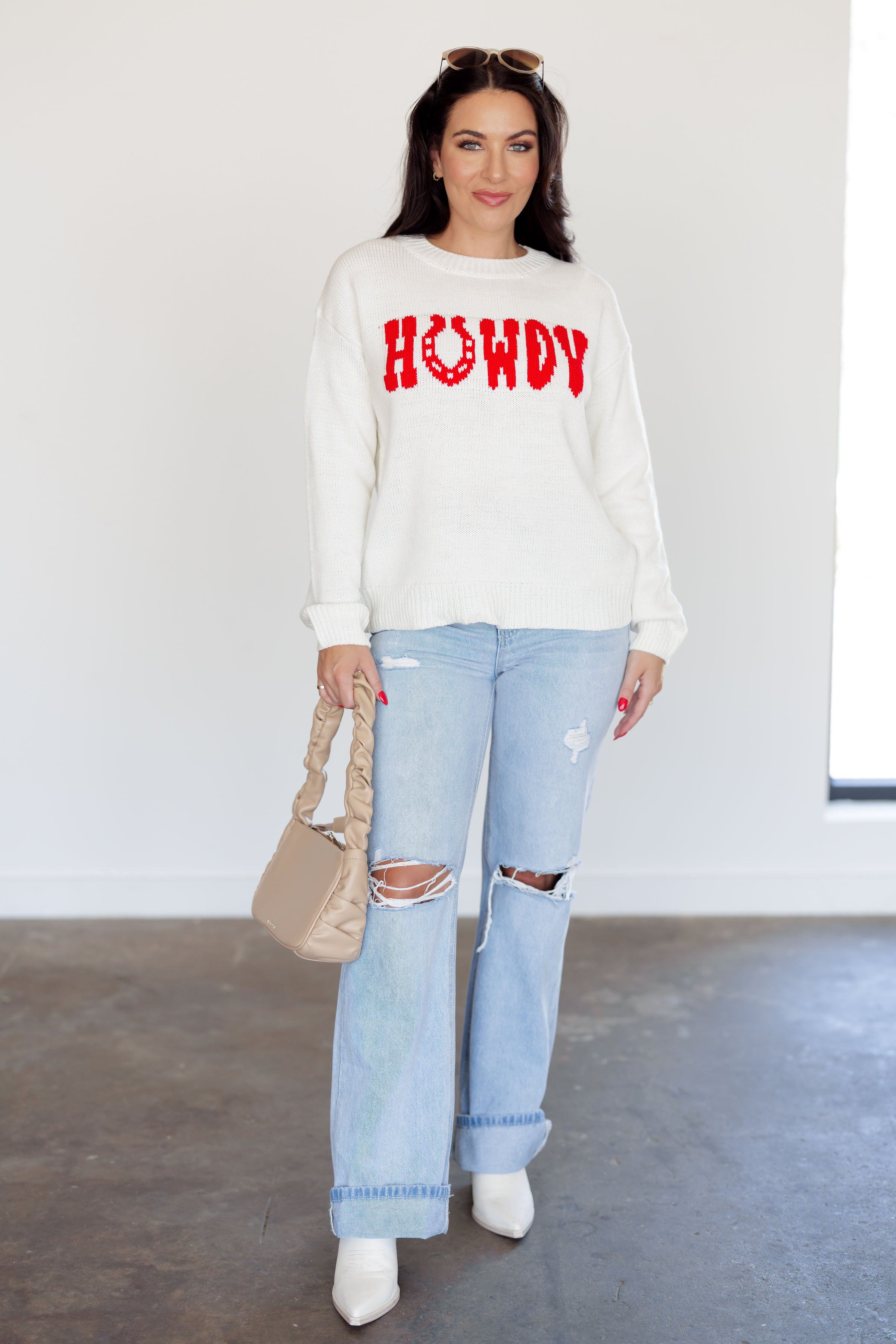 Howdy Sweater - Off White/Red - FINAL SALE