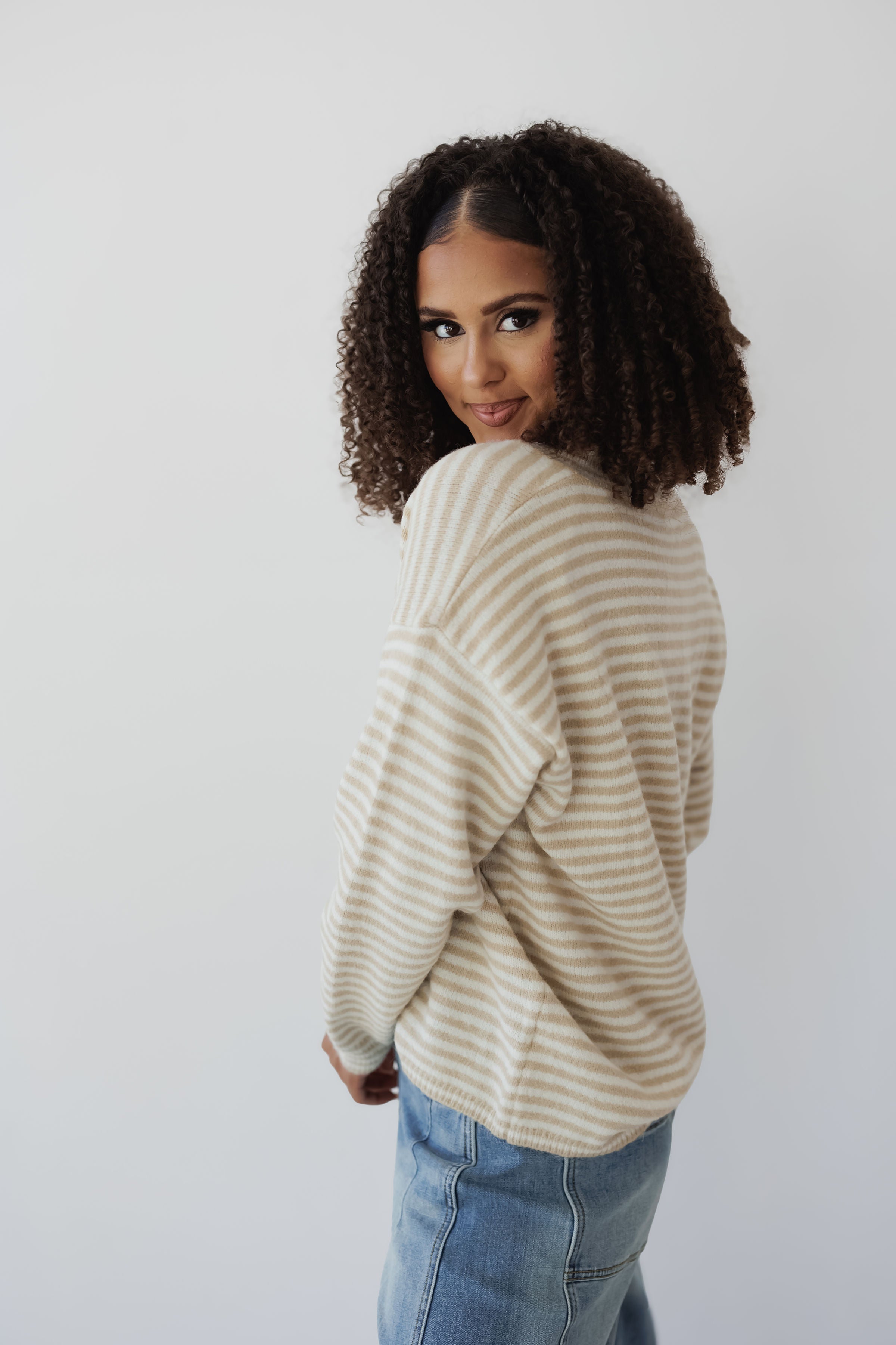 Season Of Joy Sweater - Taupe/White