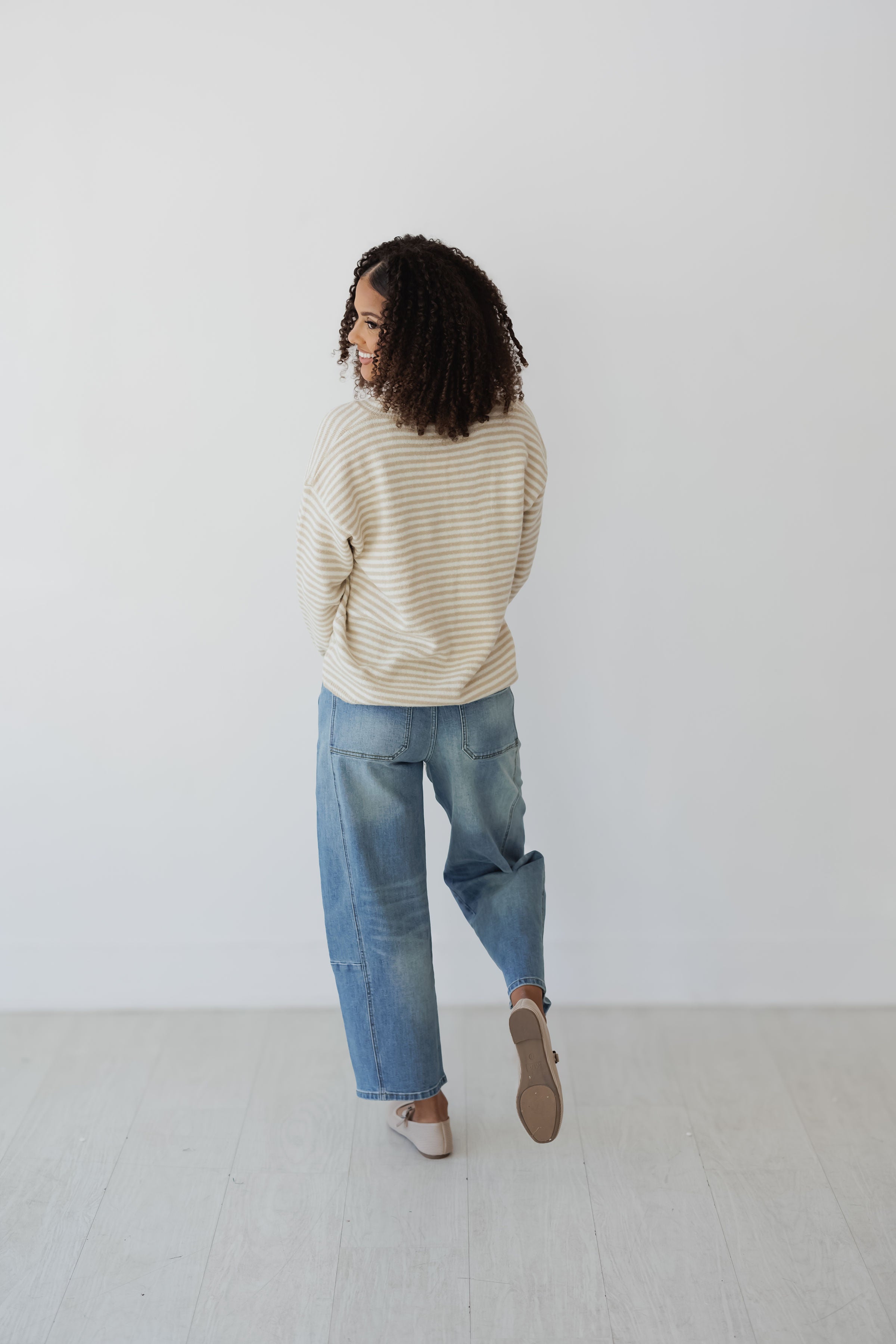 Season Of Joy Sweater - Taupe/White