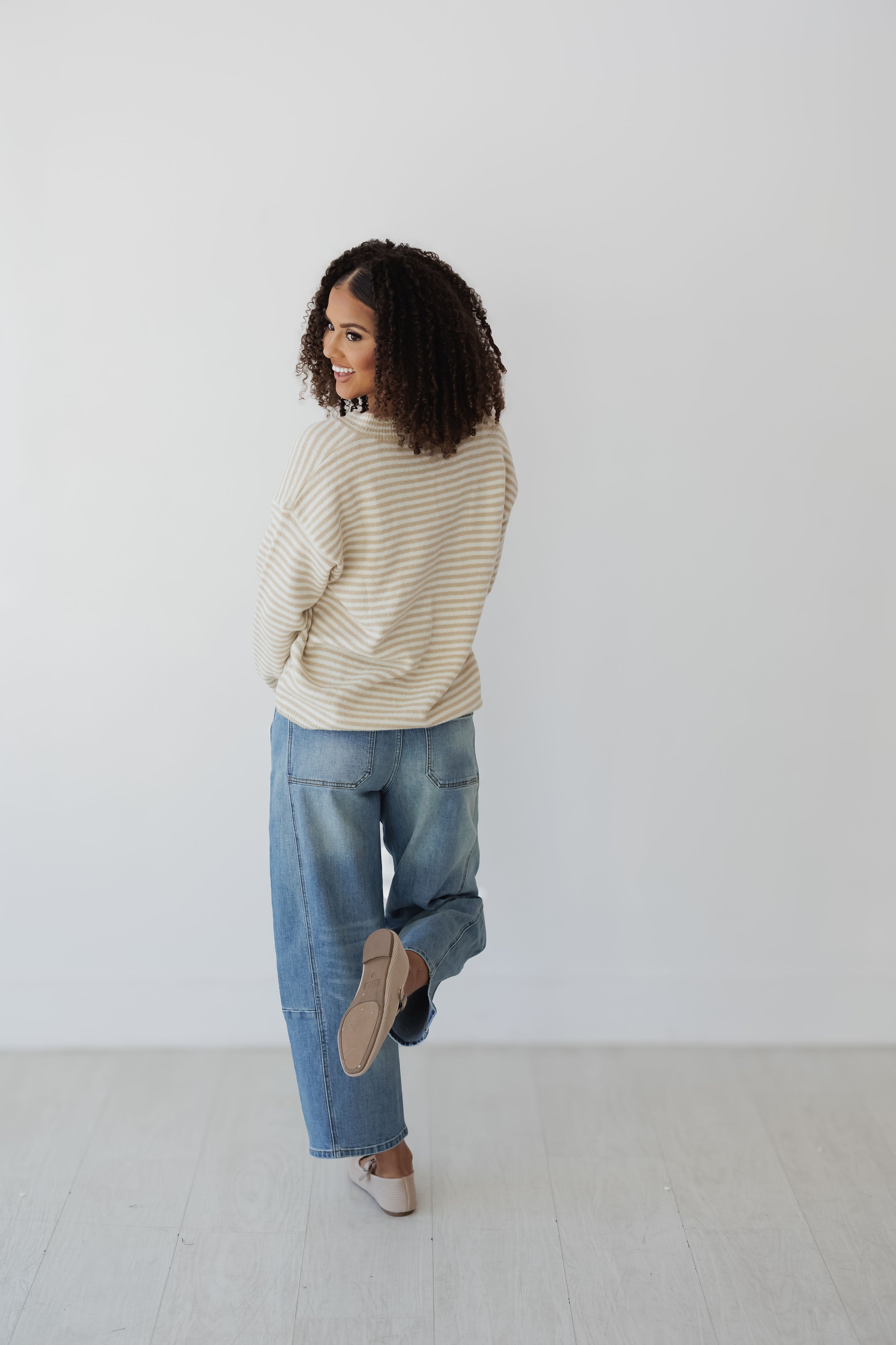 Season Of Joy Sweater - Taupe/White