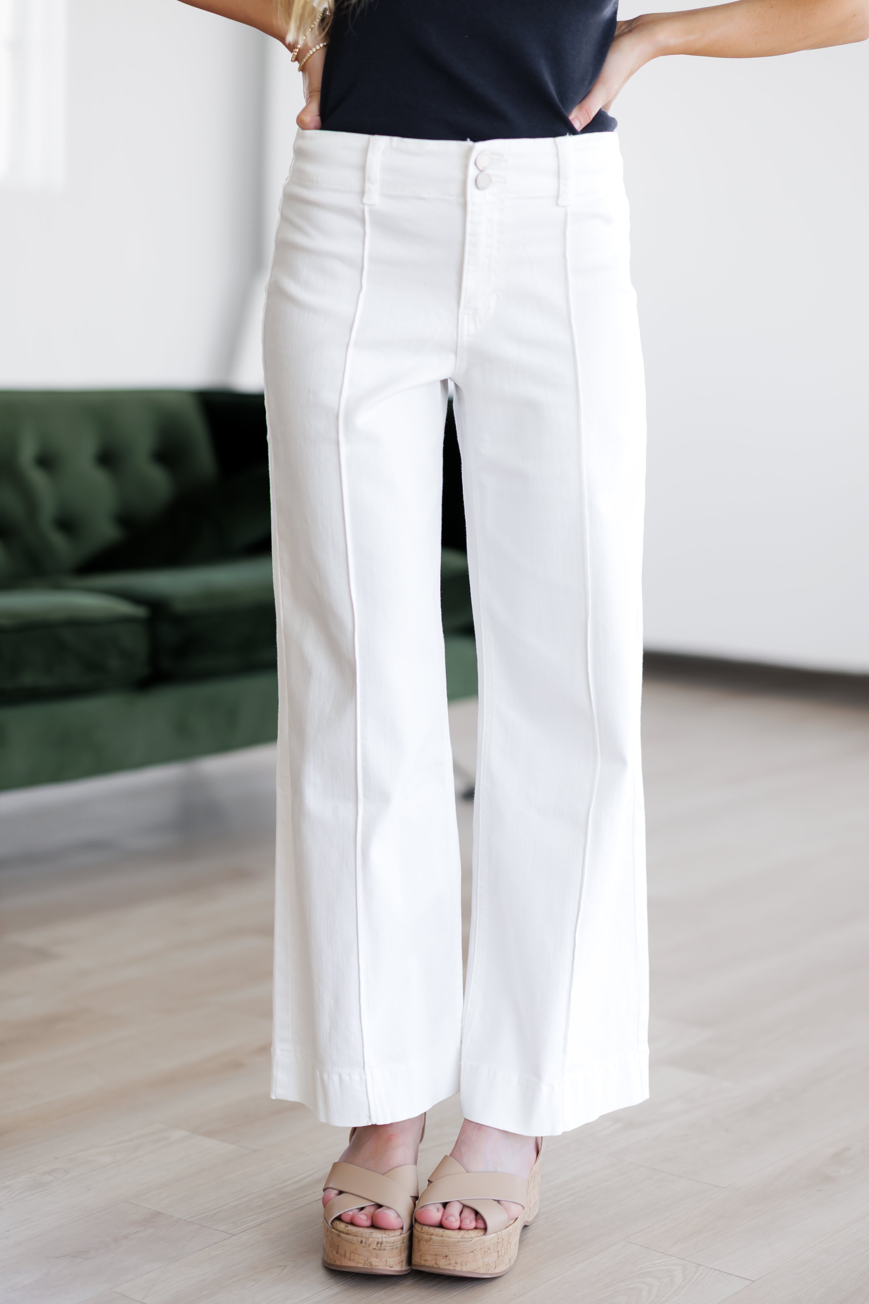 Nolan Pintuck Wide Leg Jeans