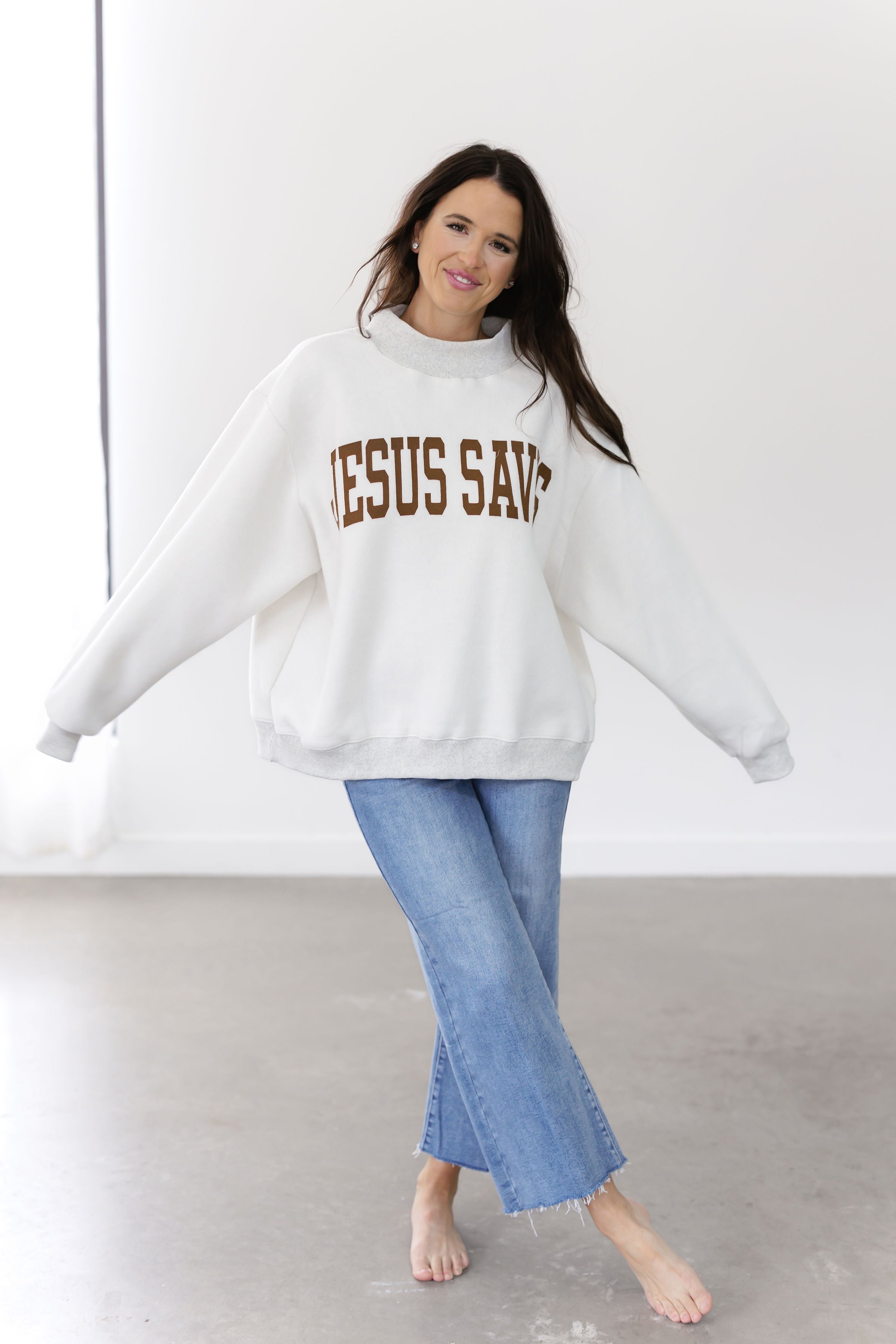 Cross/Jesus Saves Reversible Sweatshirt