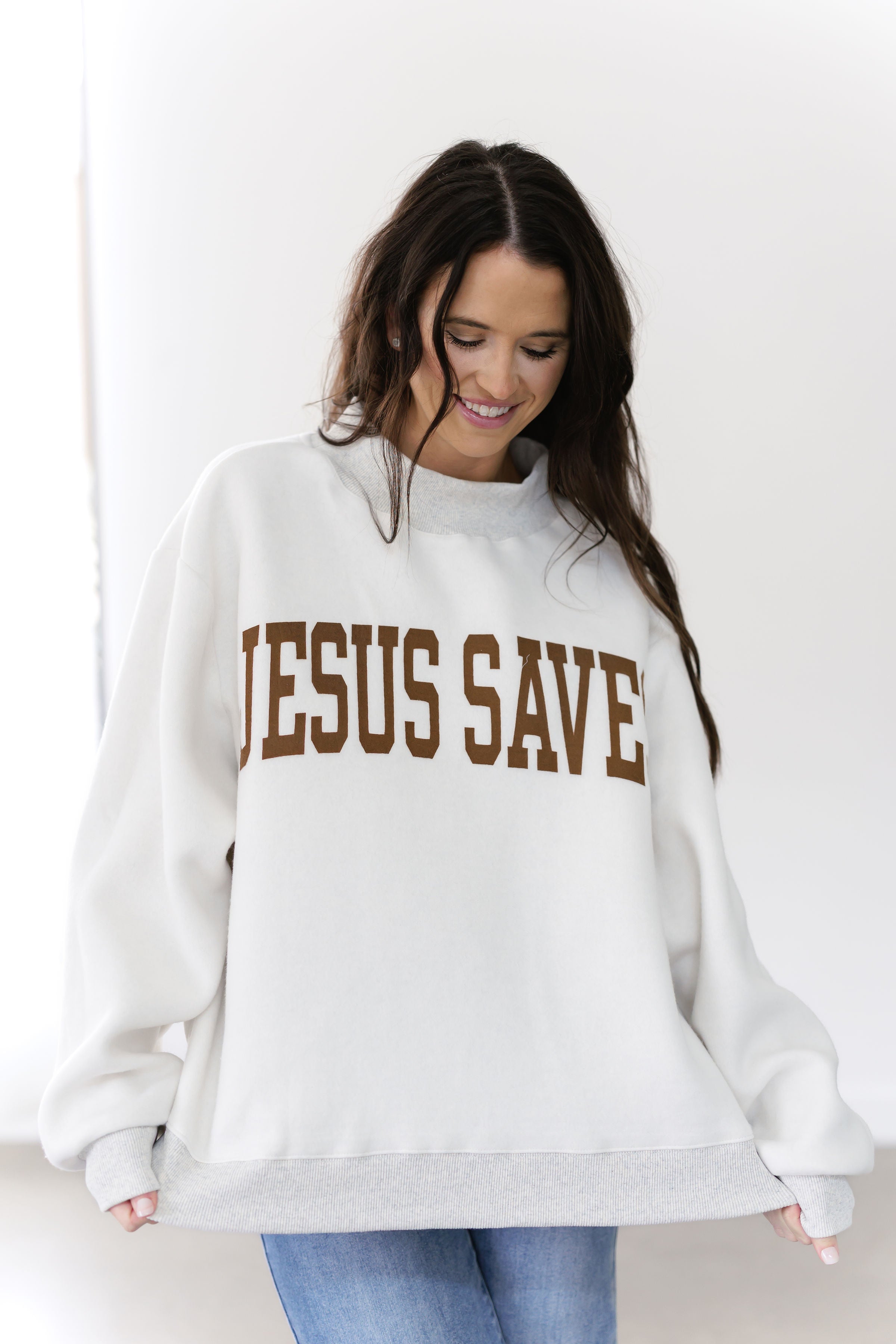 Cross/Jesus Saves Reversible Sweatshirt