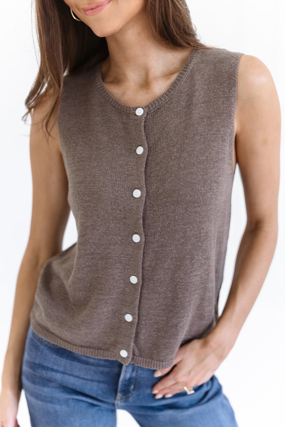 Unscripted Moments Sweater Vest - Pebble Coast