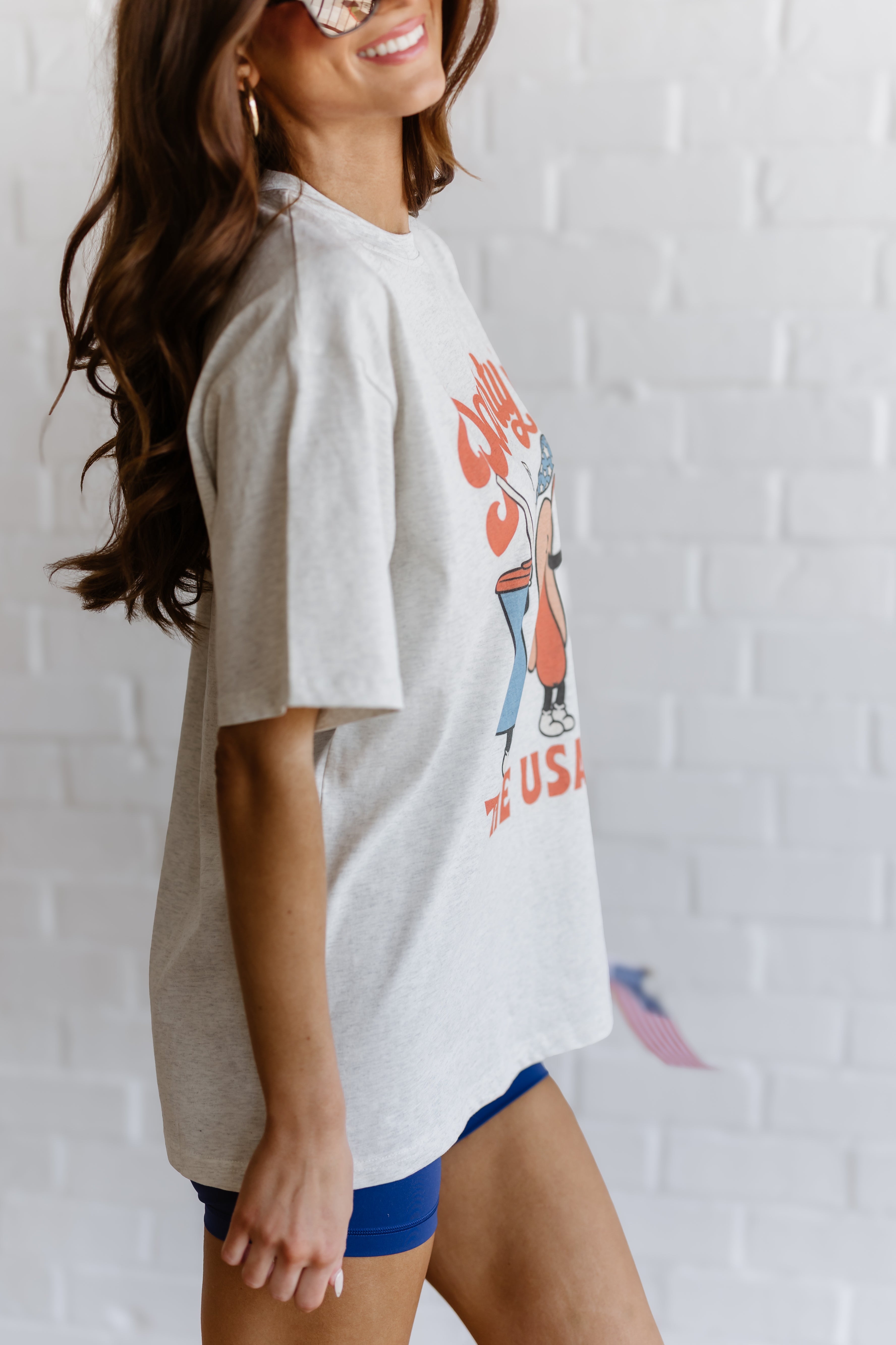 Party In The USA Graphic Tee-Pearl Grey