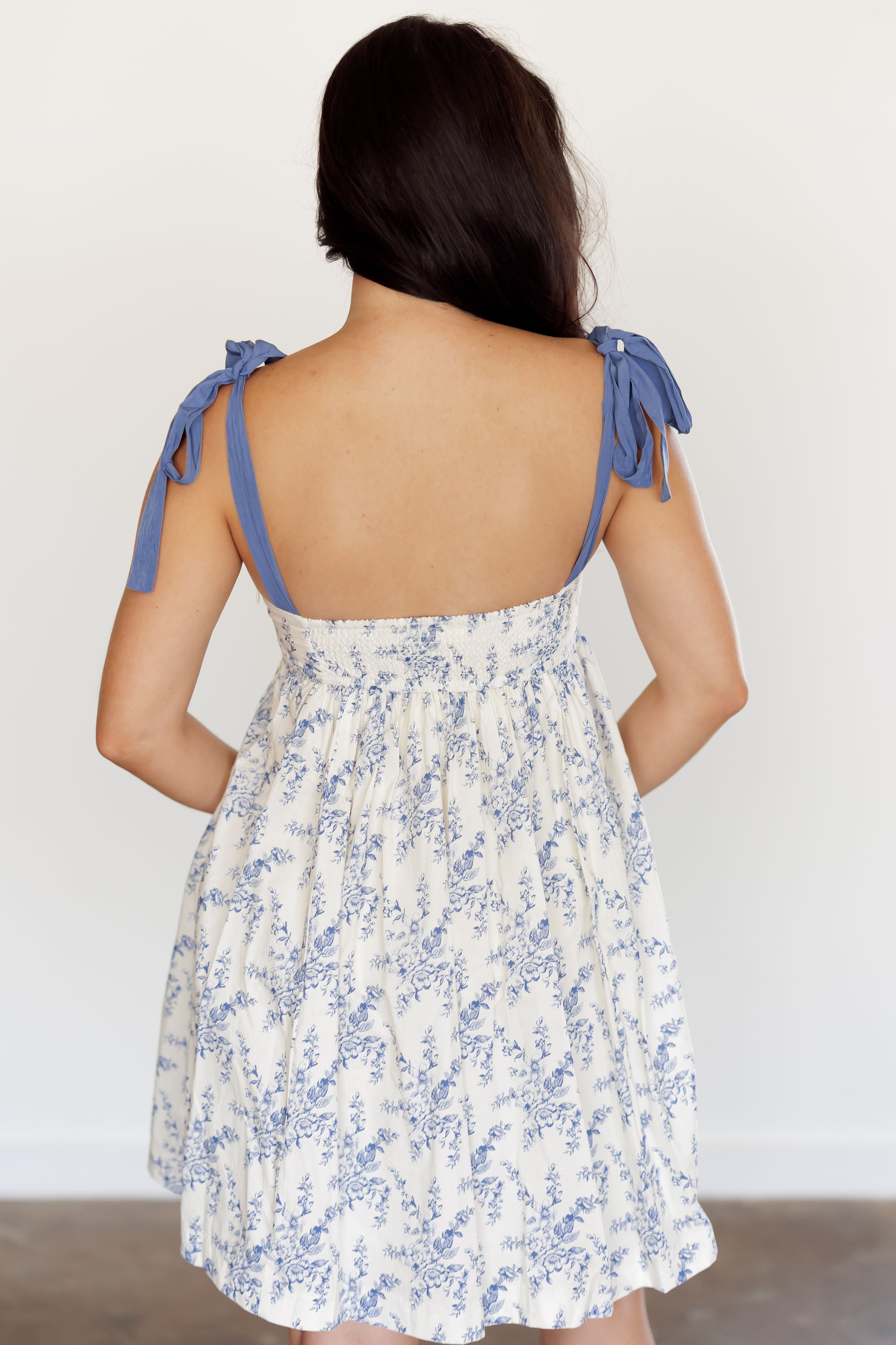 Layla Mini Dress - Cream/Midnight Blue - FINAL SALE