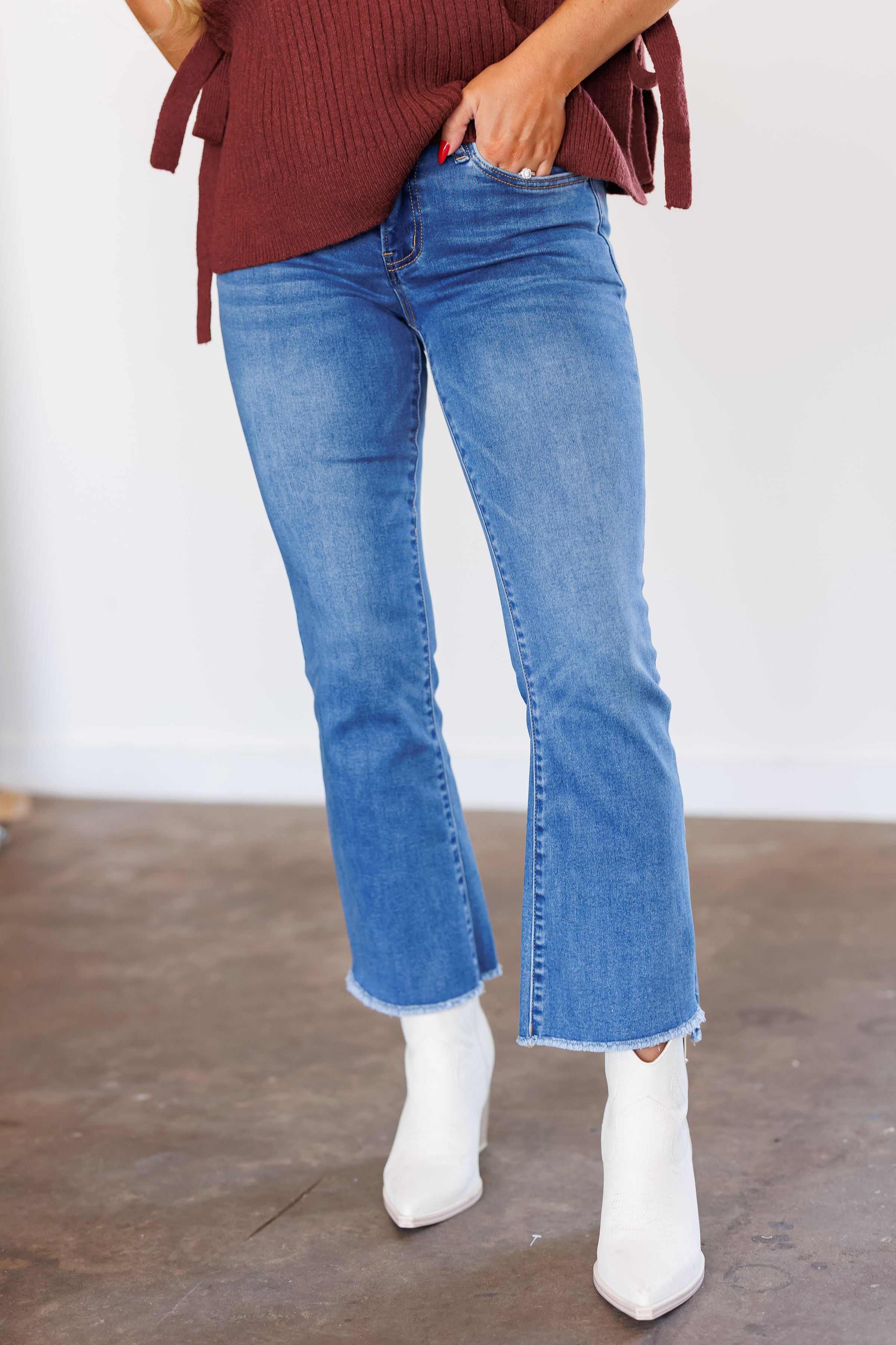 Darrion Mid Rise Crop Flare Jeans