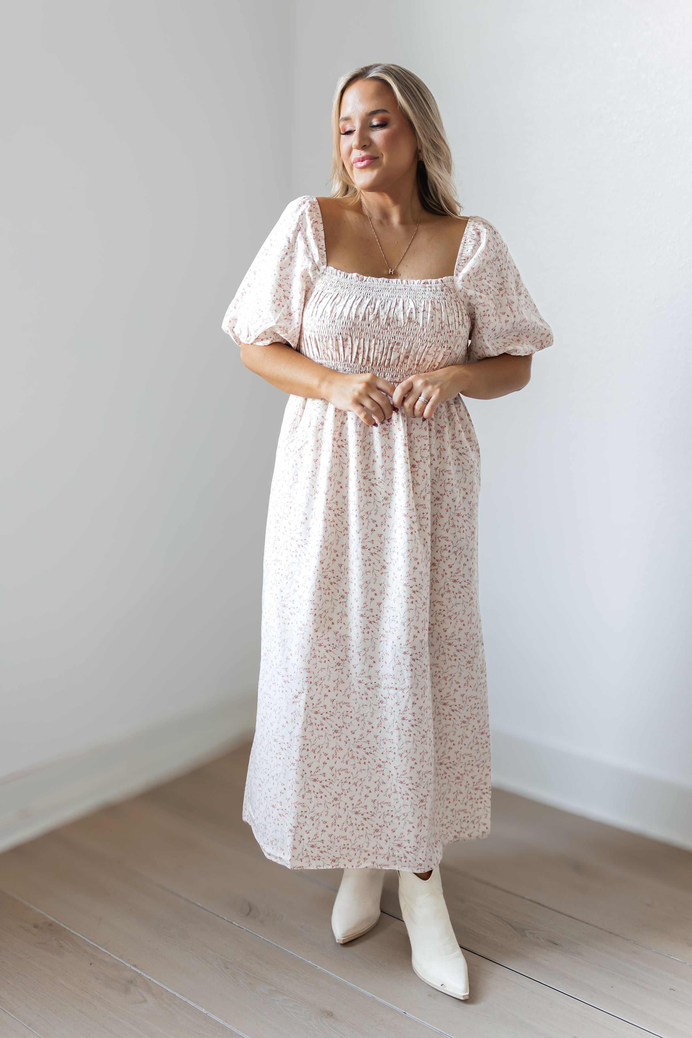 Cassidy Dress - Cream/Pink