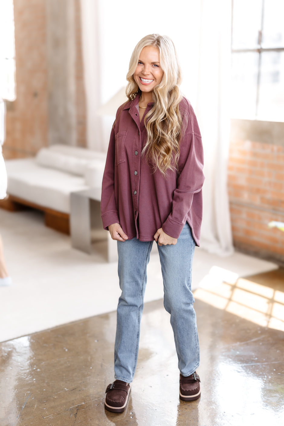 Open Horizon Shacket - Raisin