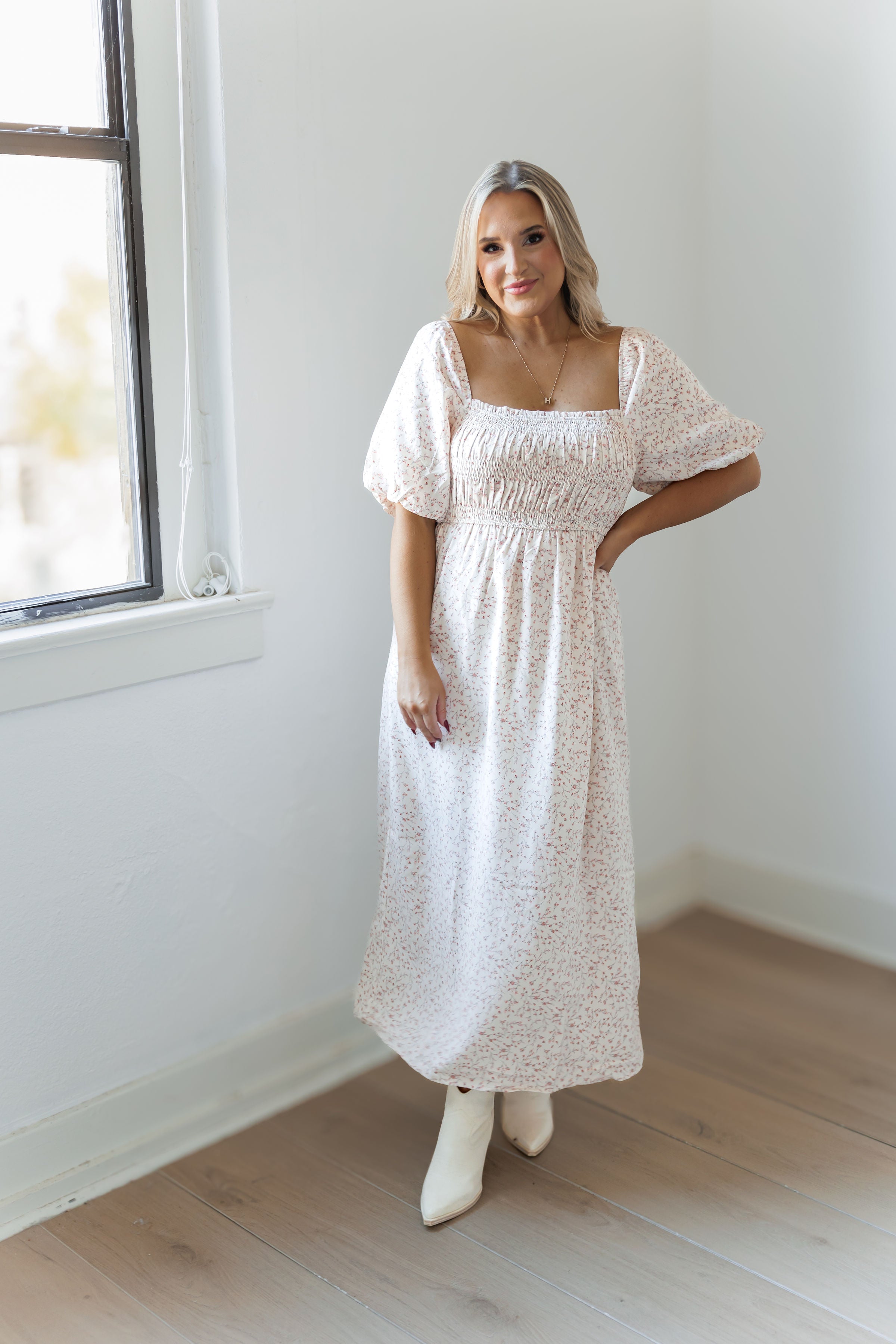 Cassidy Dress - Cream/Pink