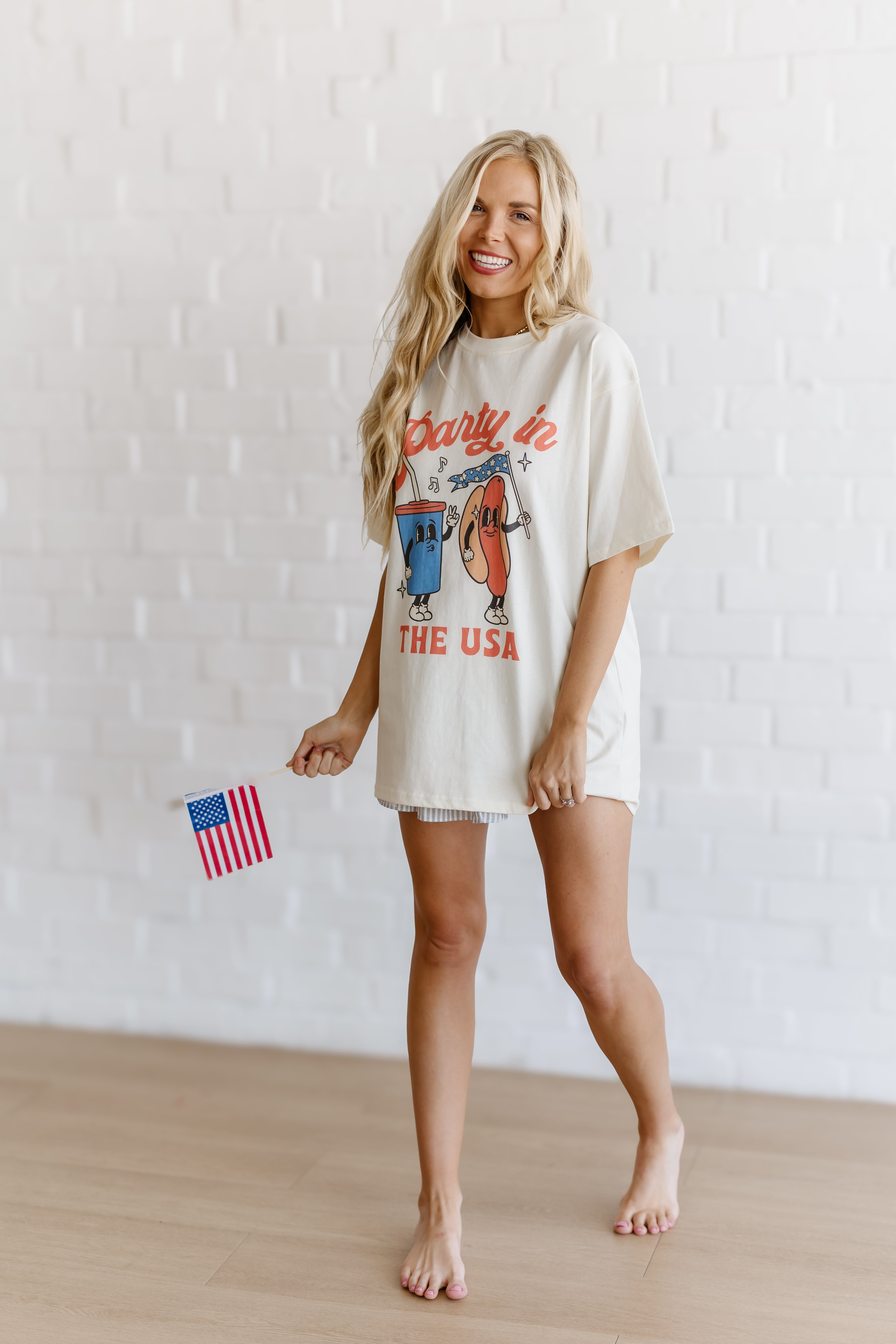 Party In The USA Graphic Tee-Ivory
