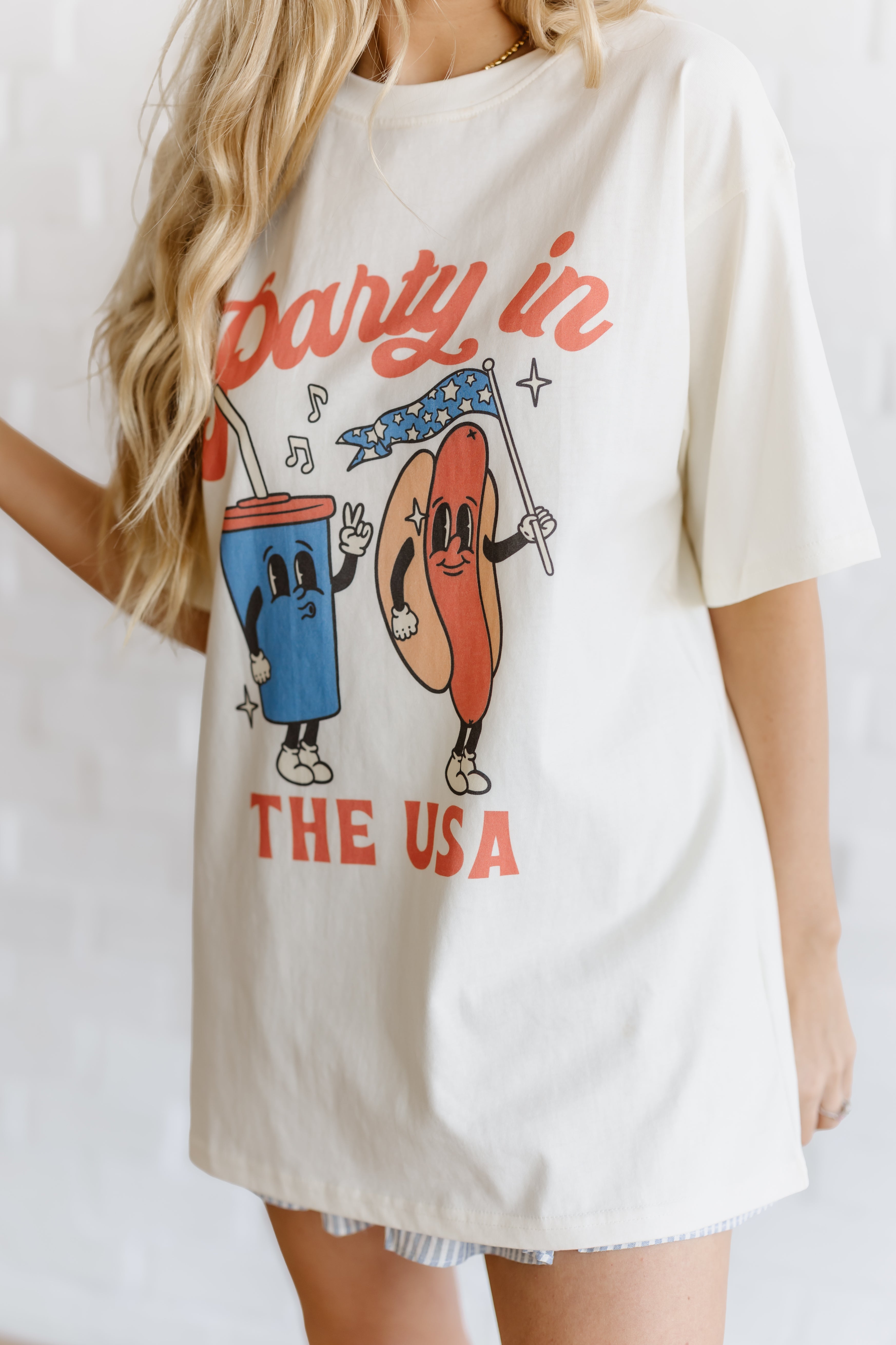 Party In The USA Graphic Tee-Ivory