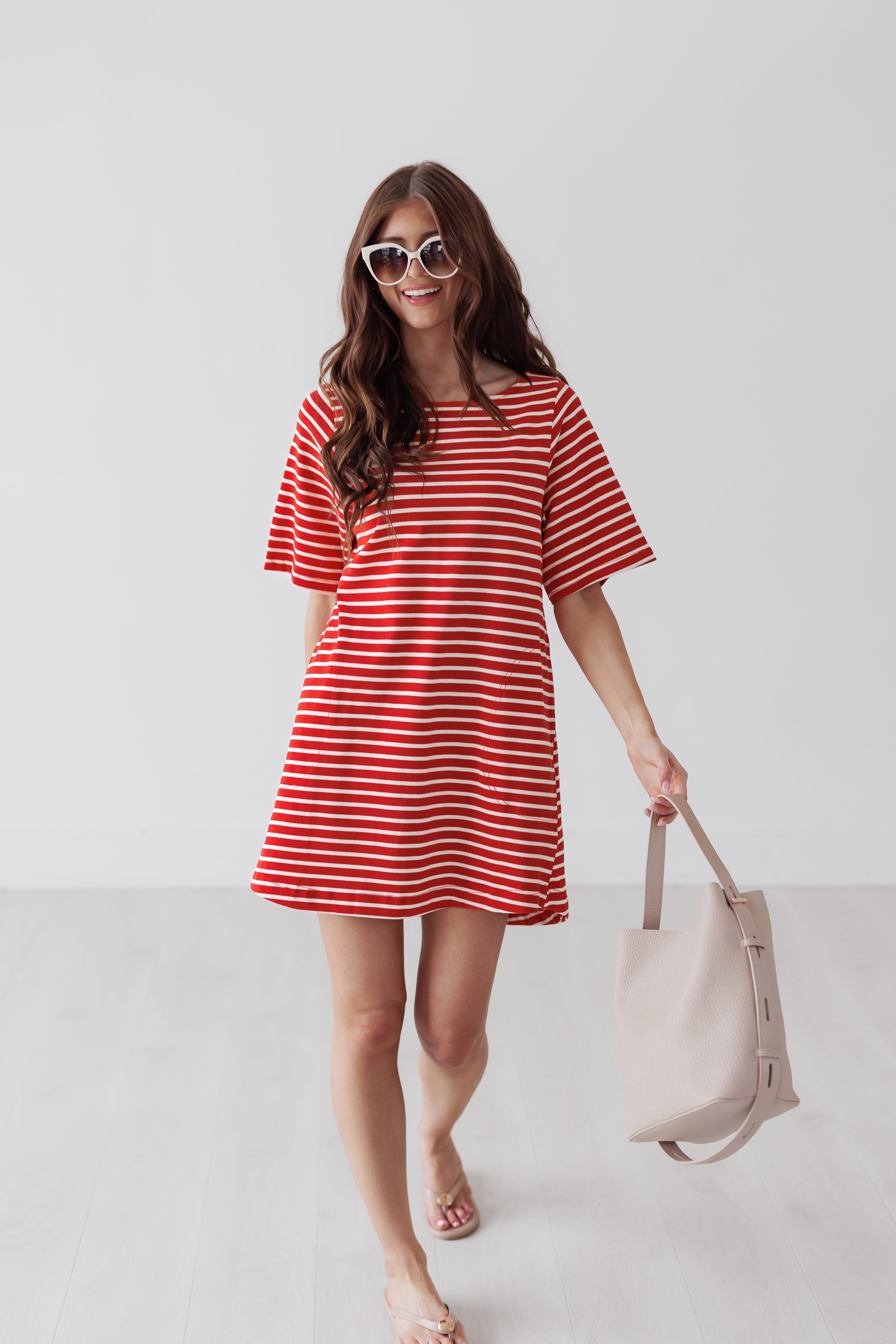 Weekend Wanderer Dress-Red/Ivory