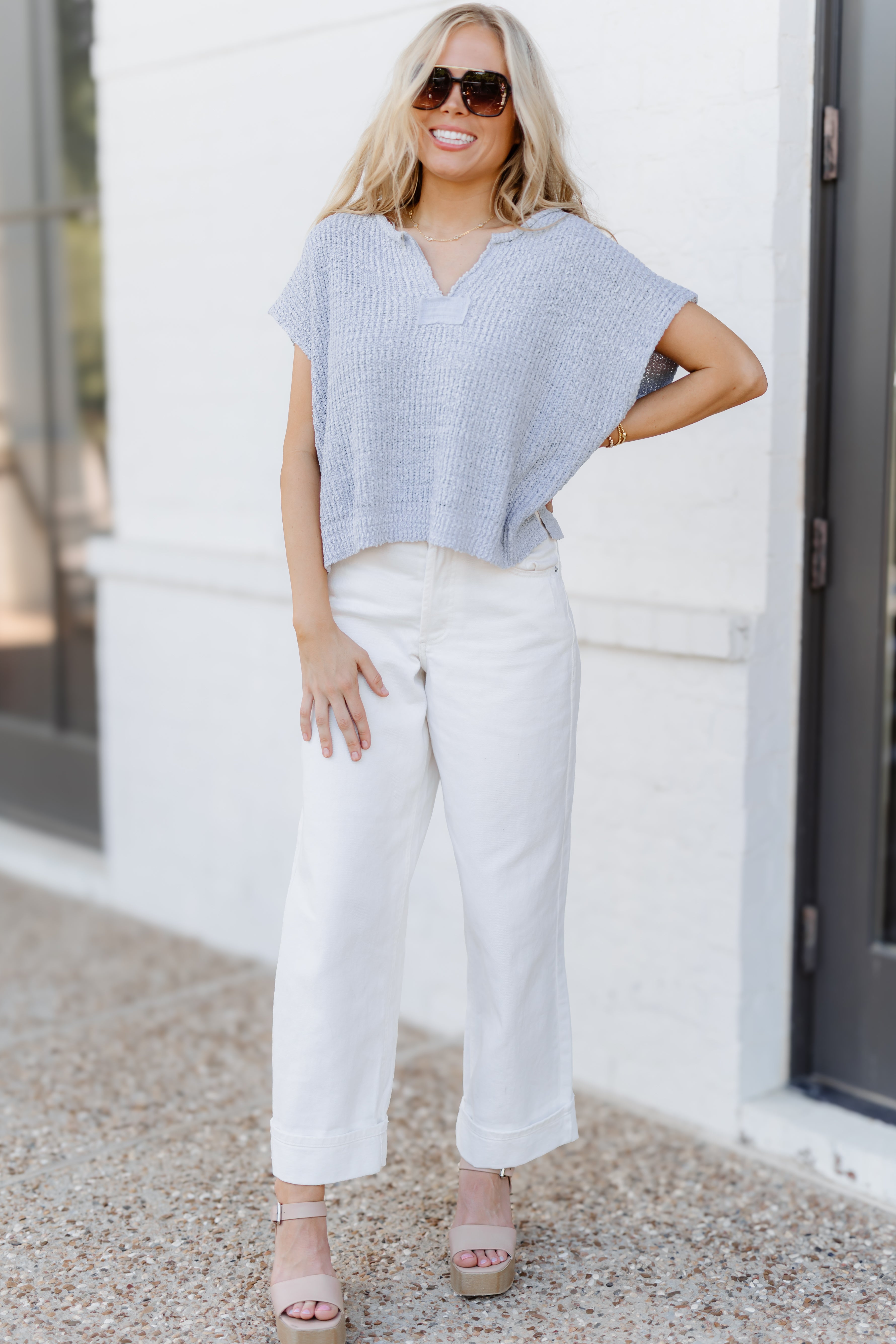 Ready Or Not Top - Dusty Blue