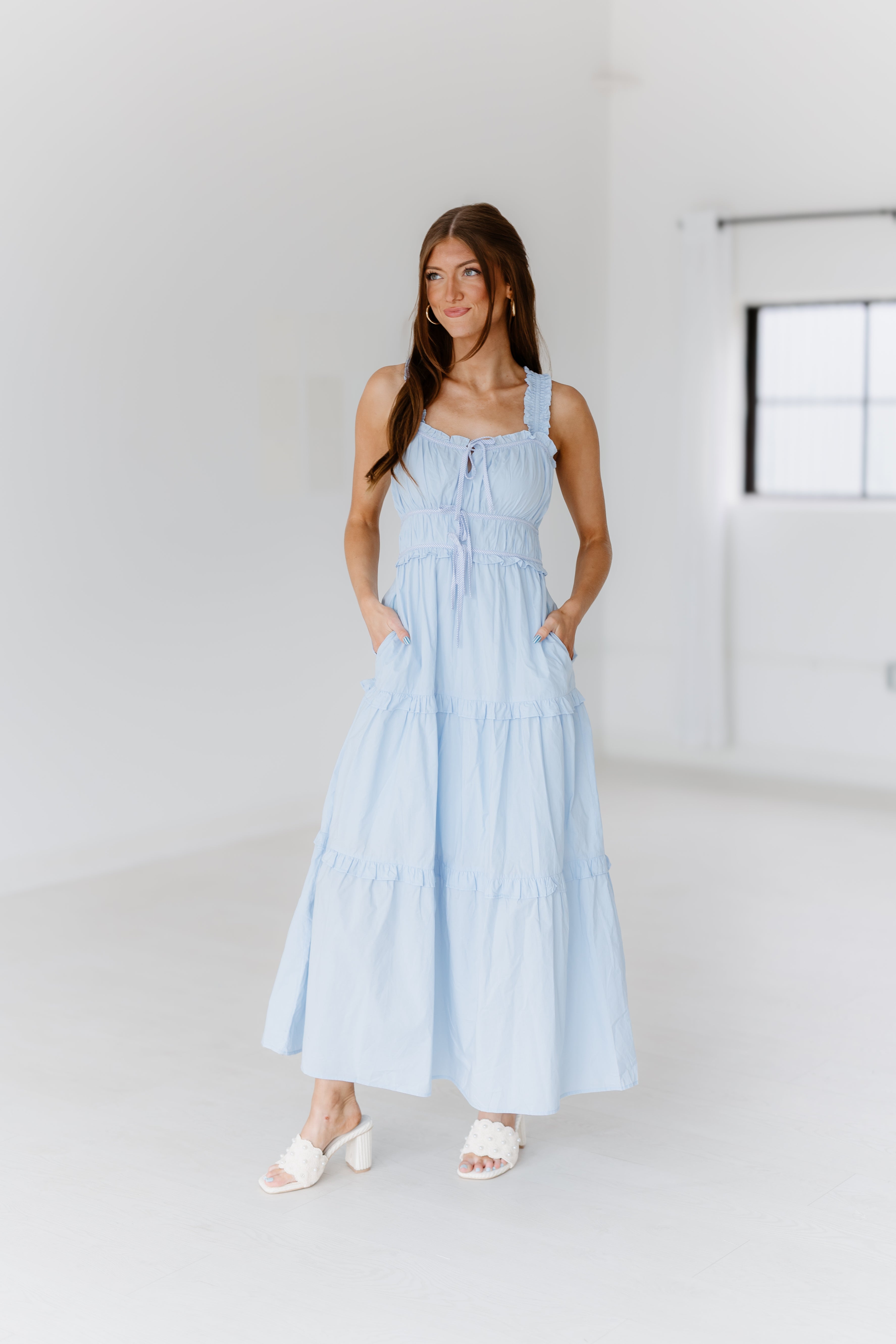 Cassidy Dress - Sky/White