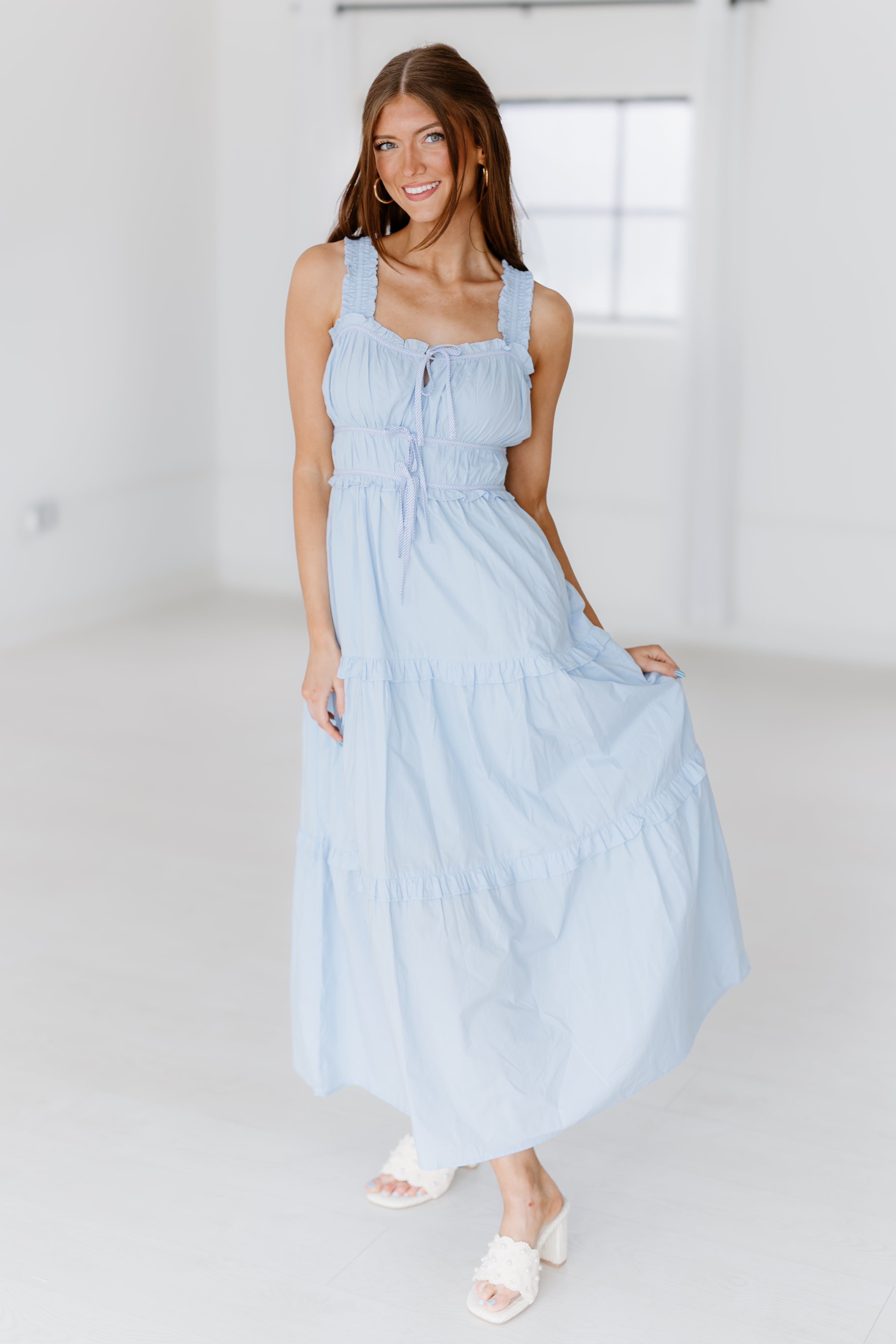 Cassidy Dress - Sky/White