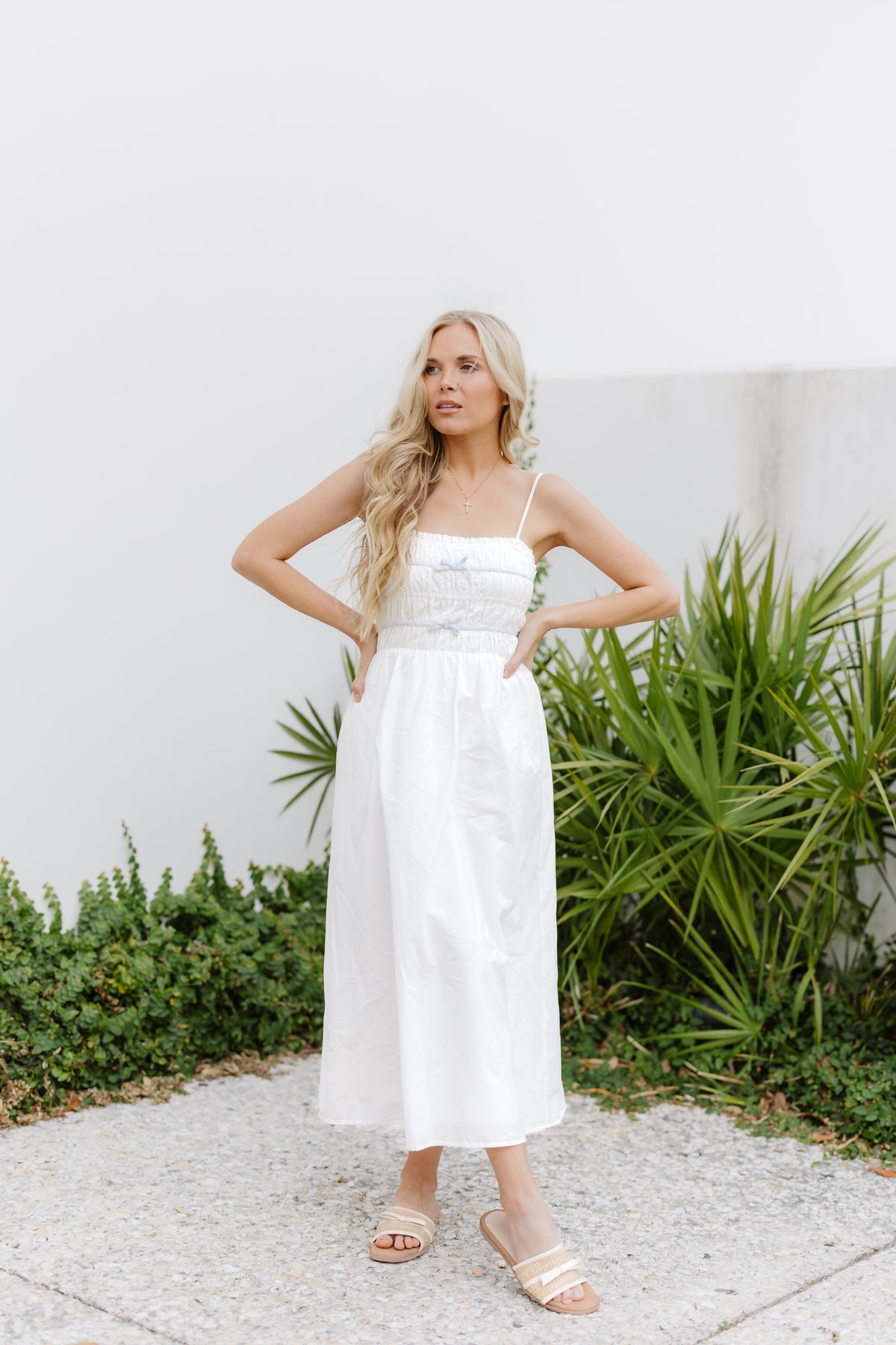 Katalina Dress-White/Blue - FINAL SALE