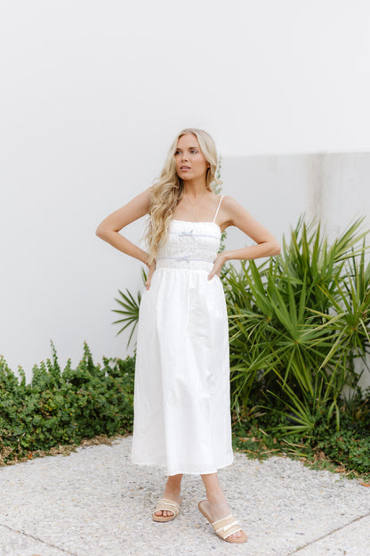 Katalina Dress-White/Blue - FINAL SALE