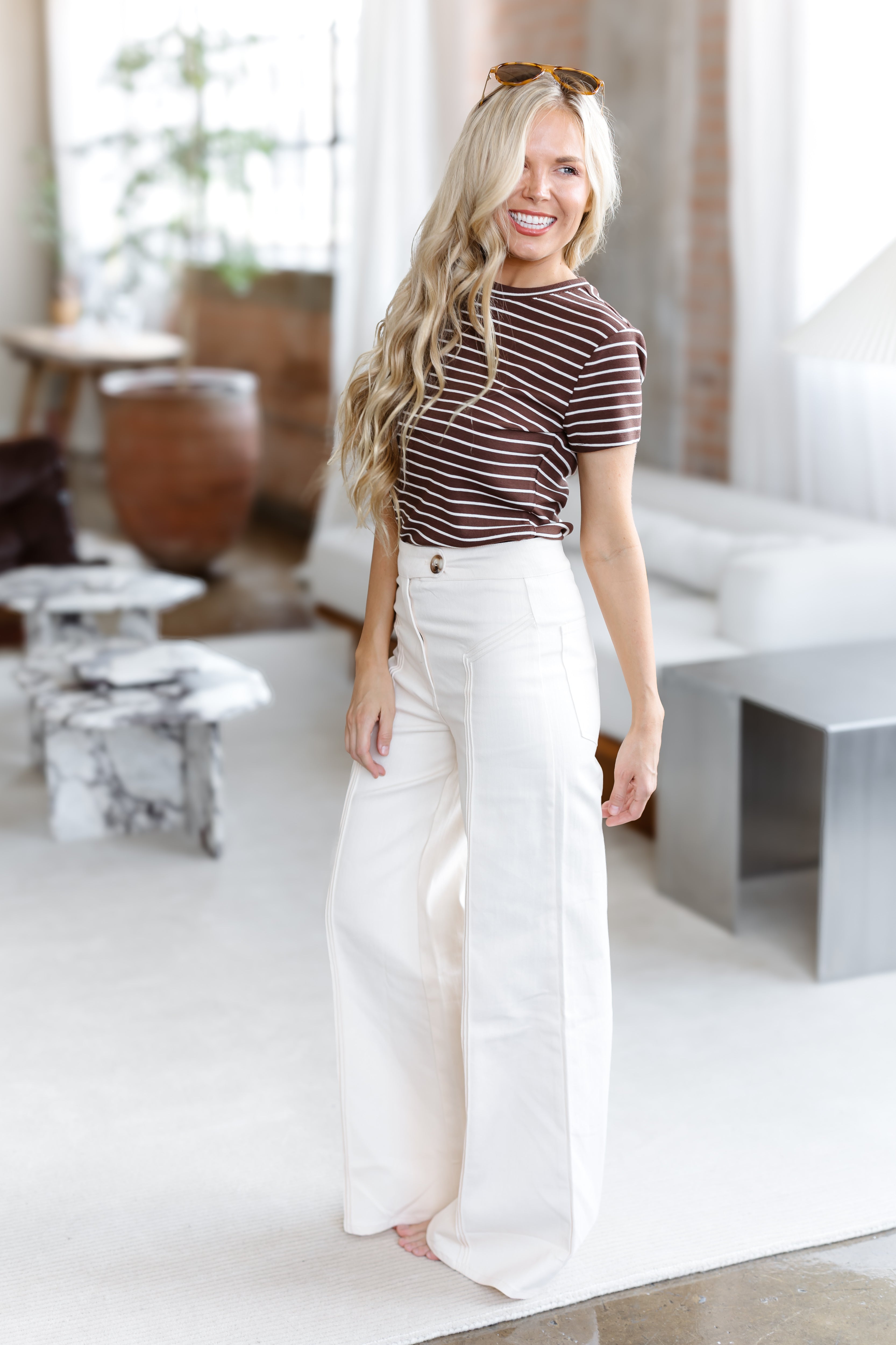 Full Circle Top - Mahogany/Cream Stripe