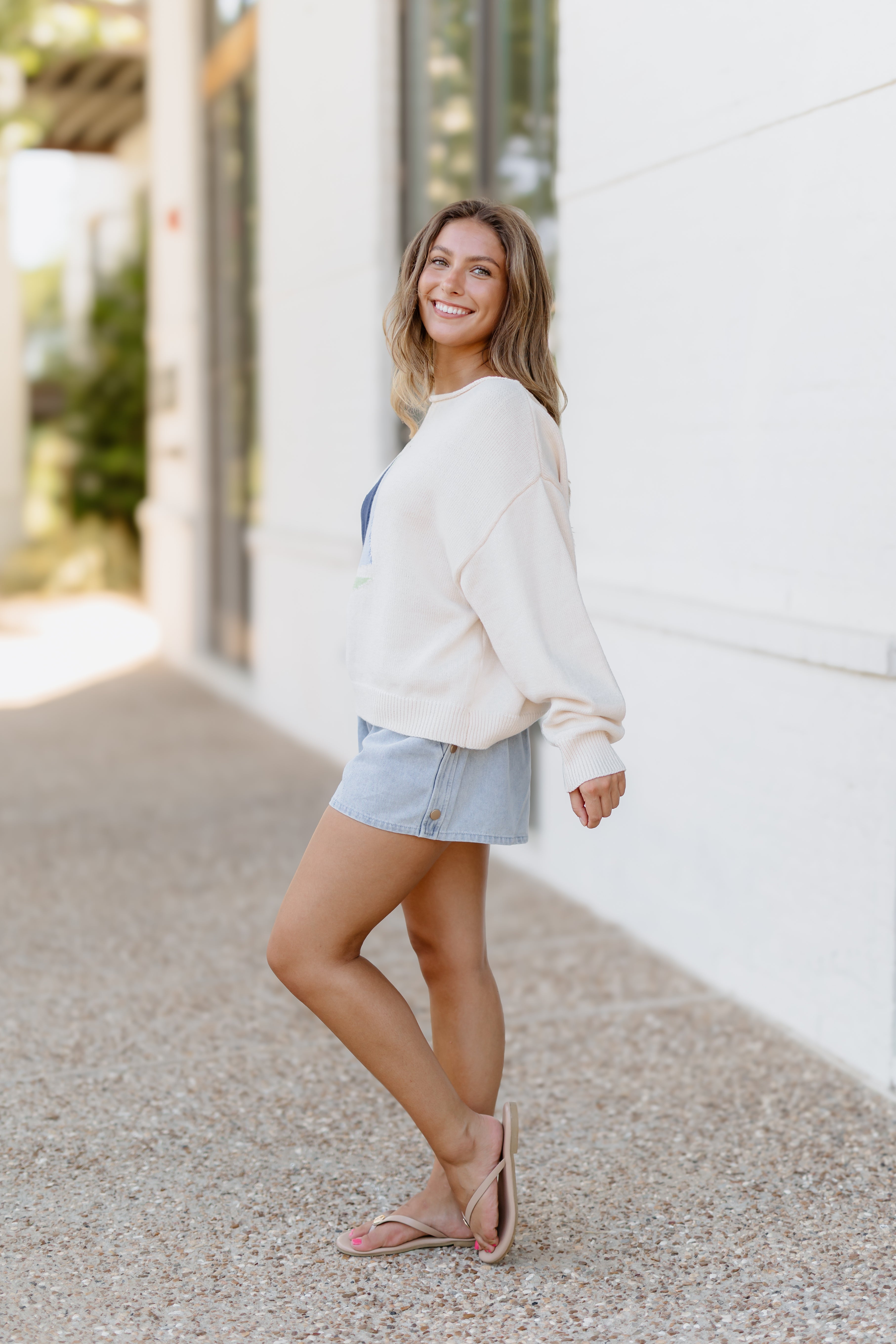 Sail Boat Sweater Top - Ivory