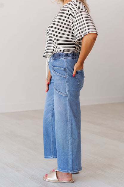 Lewis High Rise Drawstring Wide Jeans
