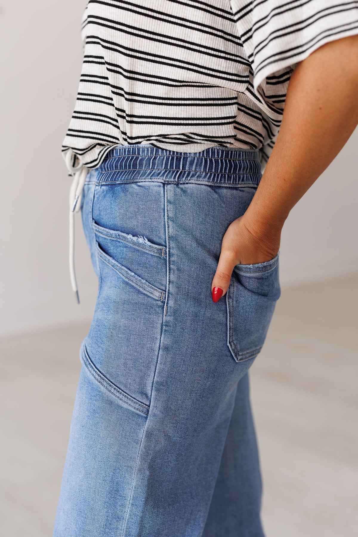 Lewis High Rise Drawstring Wide Jeans
