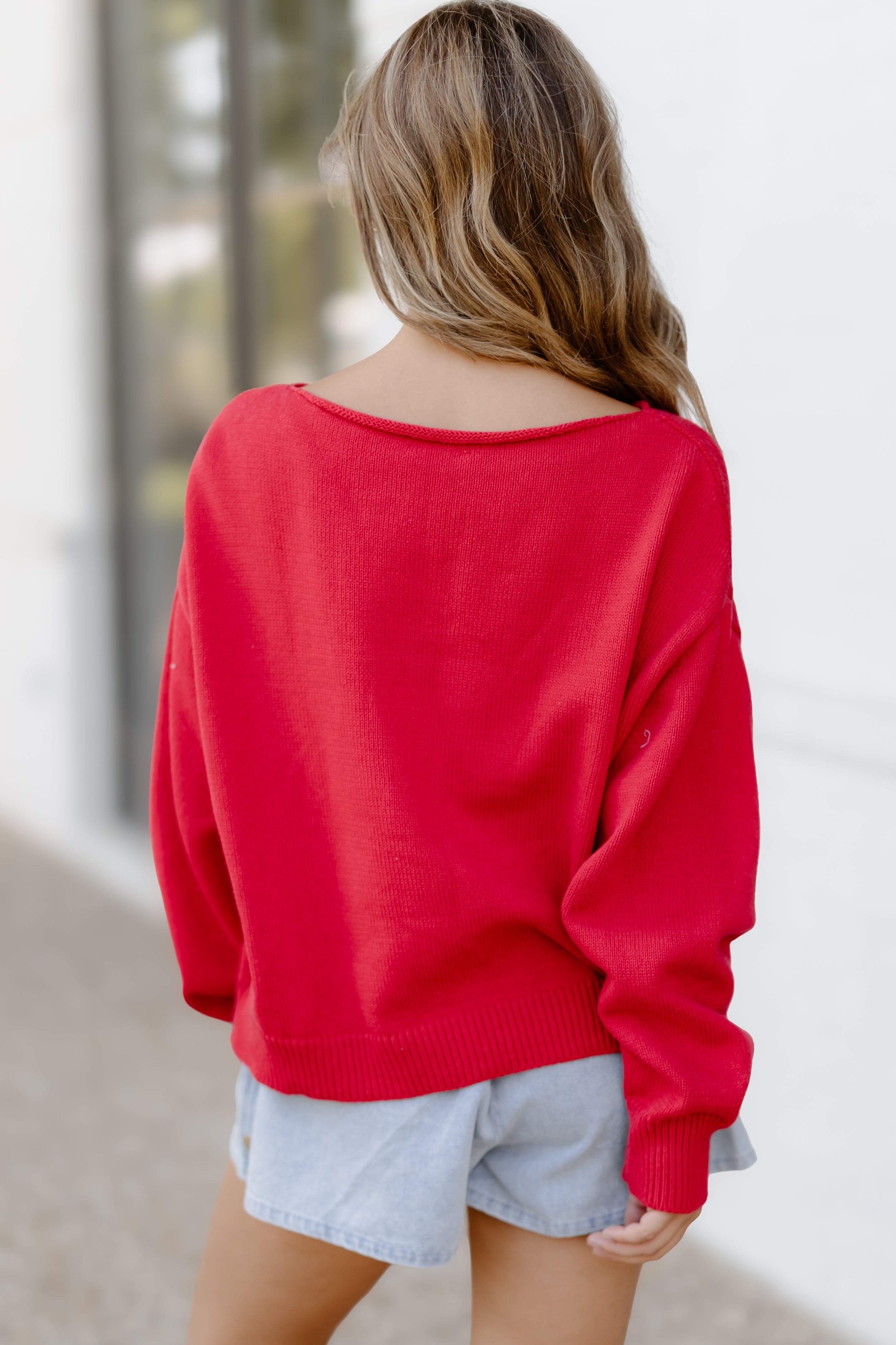 Sail Boat Sweater Top - Red