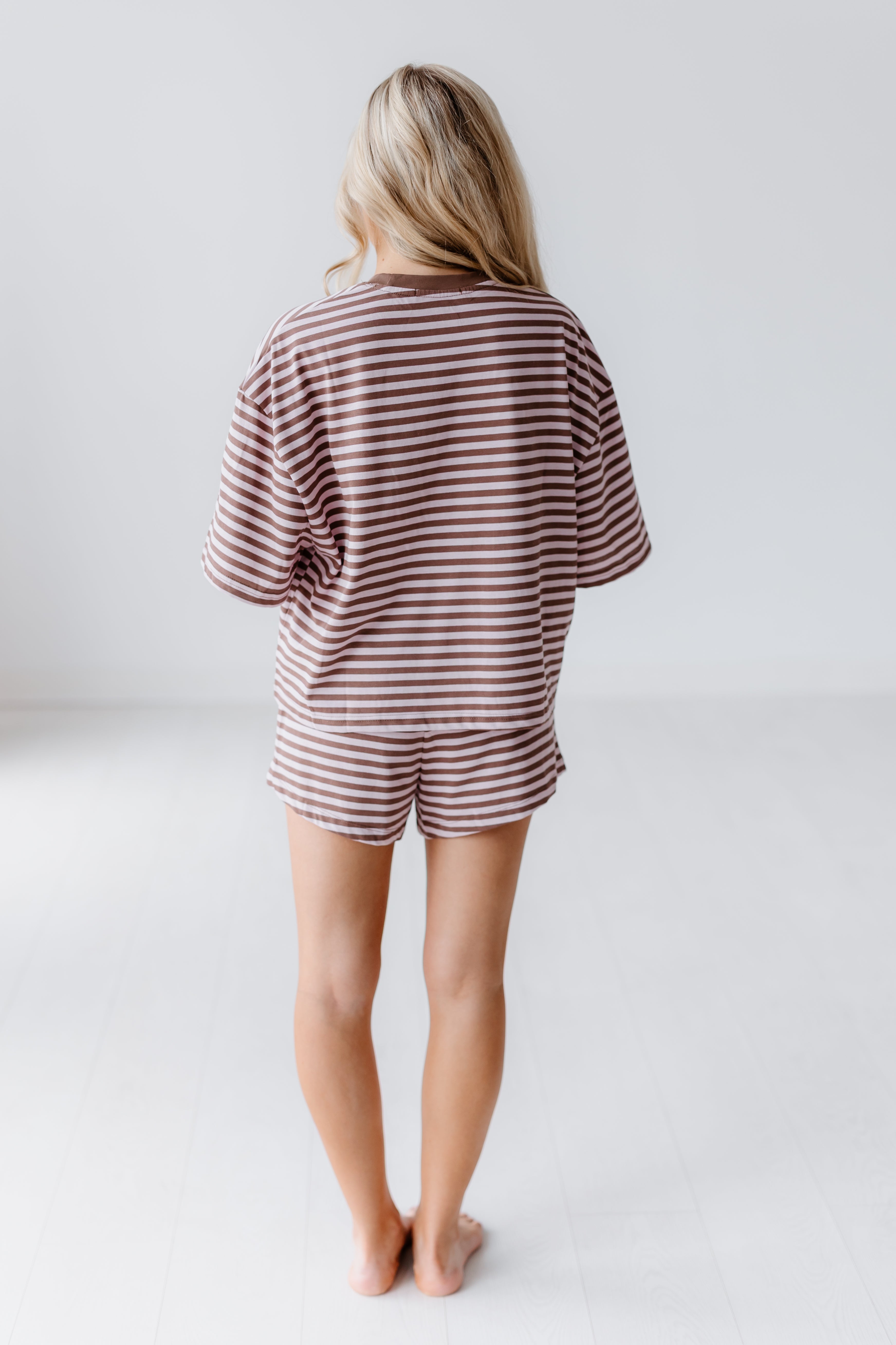 Sunday Soft Striped Top-Pink/Brown