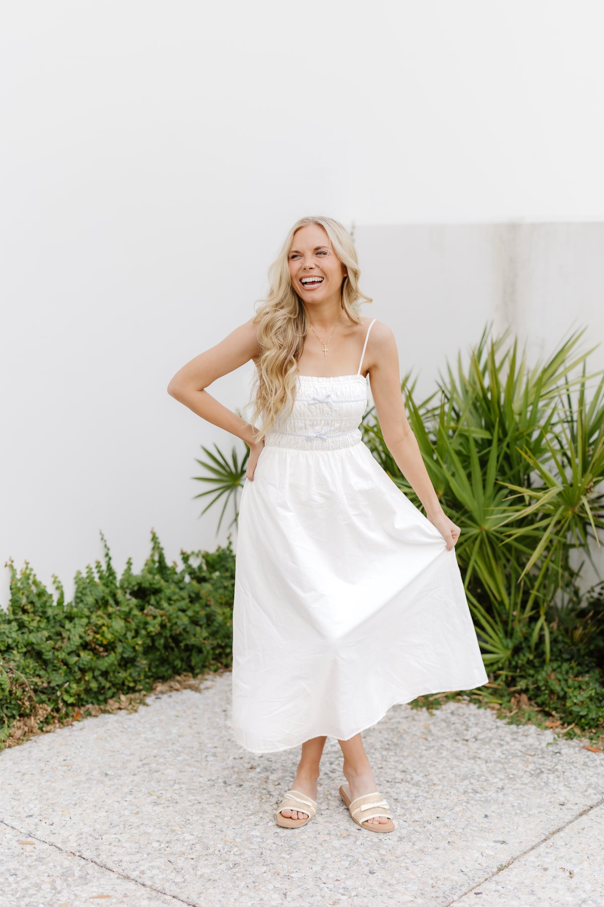 Katalina Dress-White/Blue - FINAL SALE