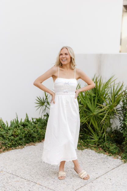 Katalina Dress-White/Blue - FINAL SALE