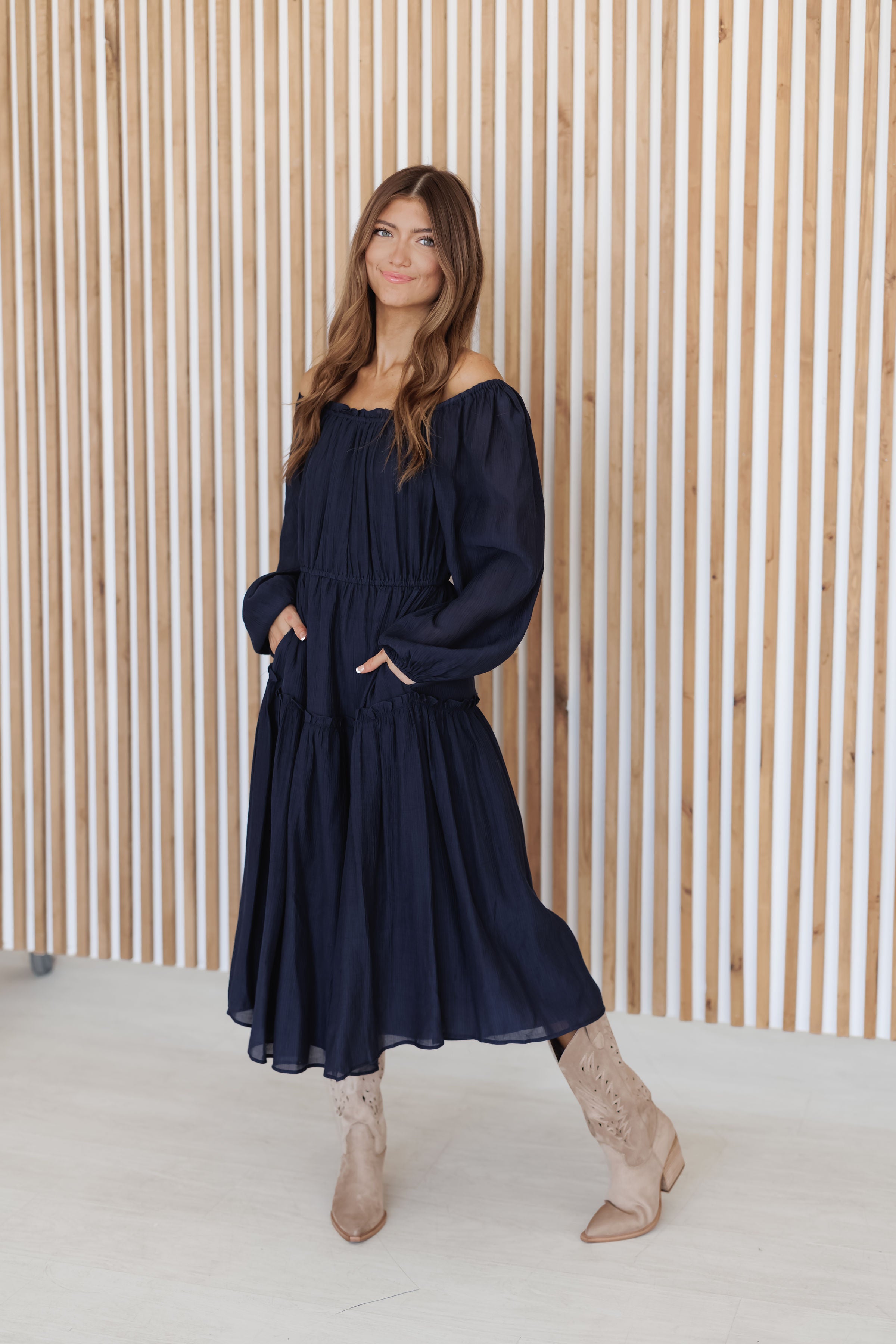 Autumn Romance Dress - Navy