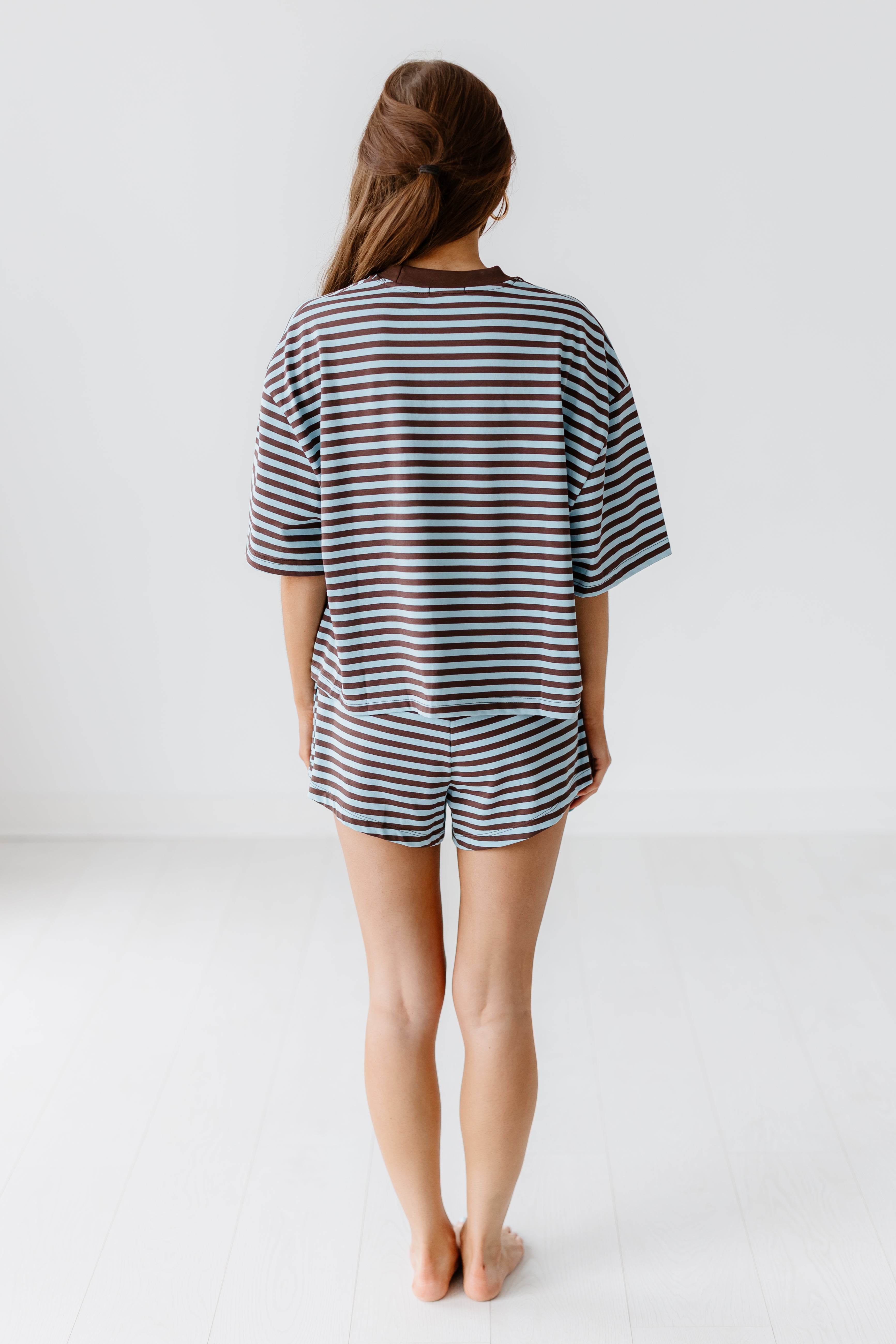 Sunday Soft Striped Top-Blue/Brown