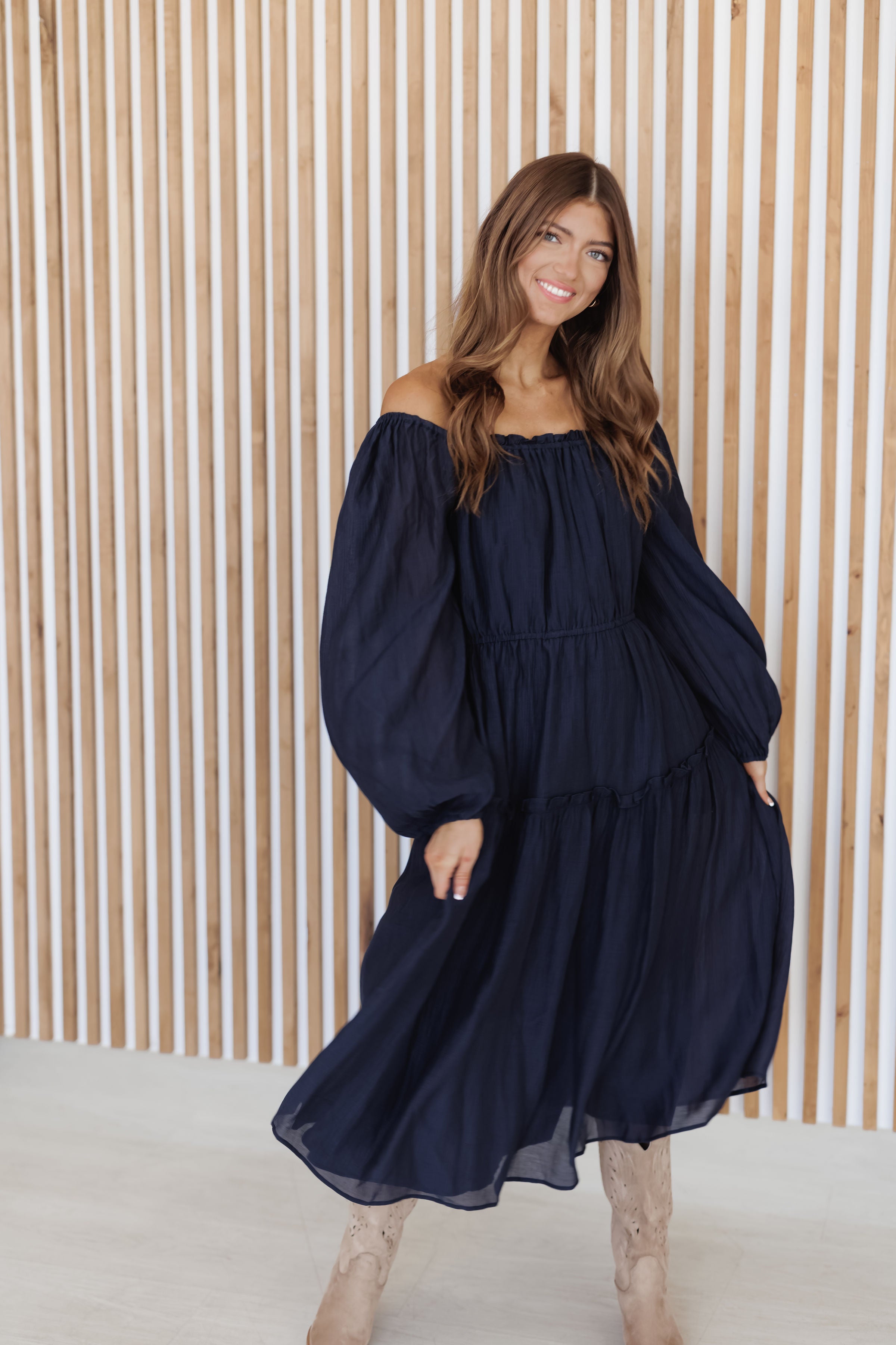 Autumn Romance Dress - Navy