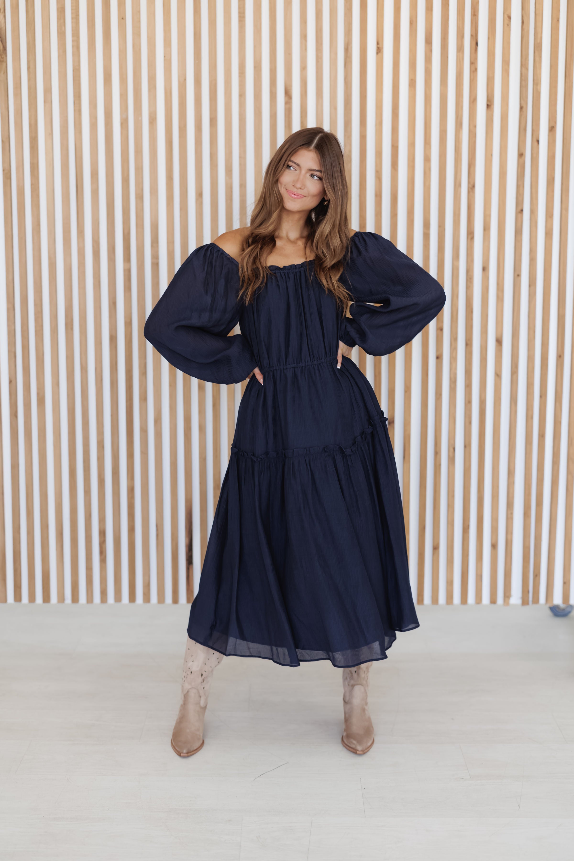 Autumn Romance Dress - Navy