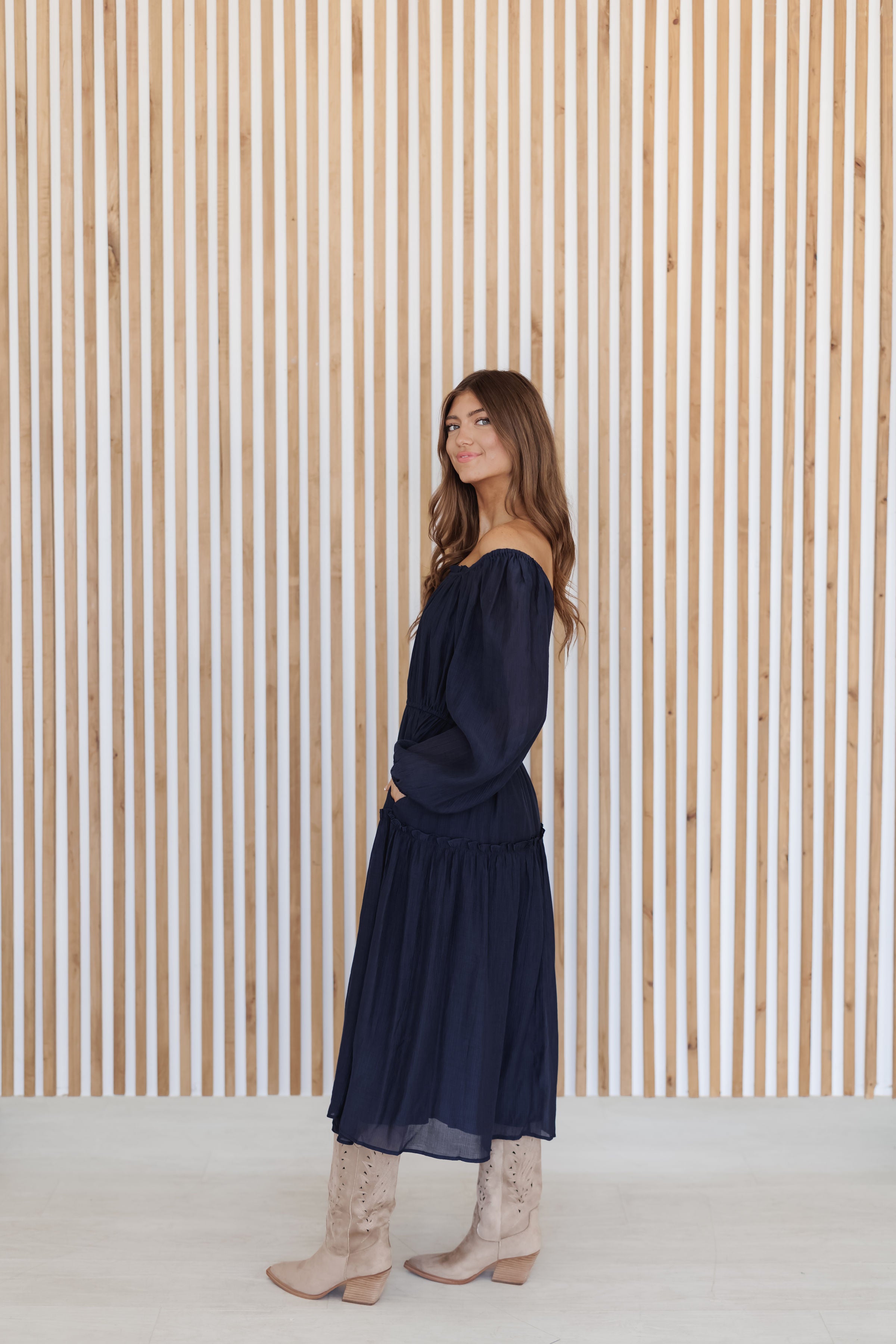 Autumn Romance Dress - Navy