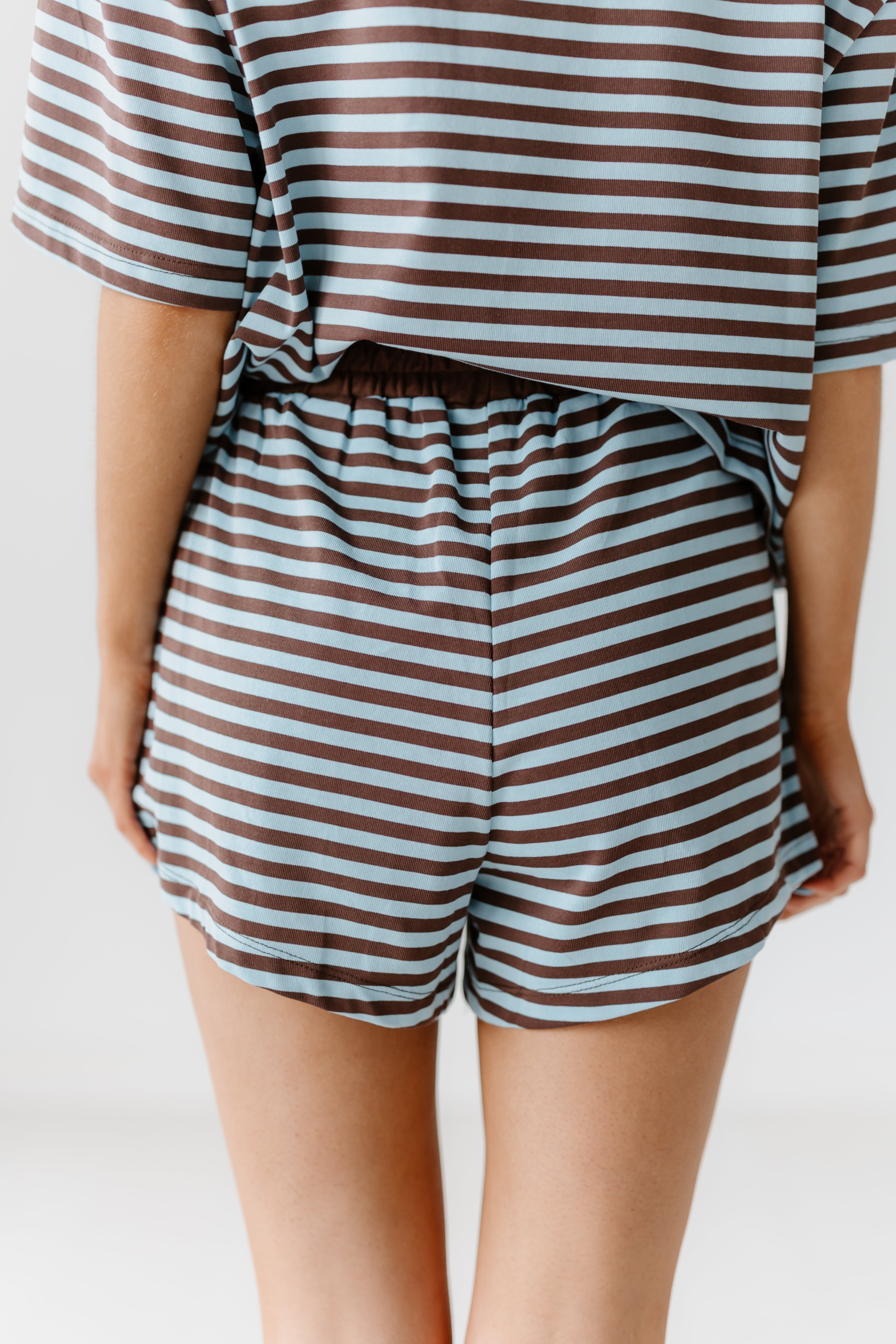 Sunday Soft Striped Shorts-Blue/Brown