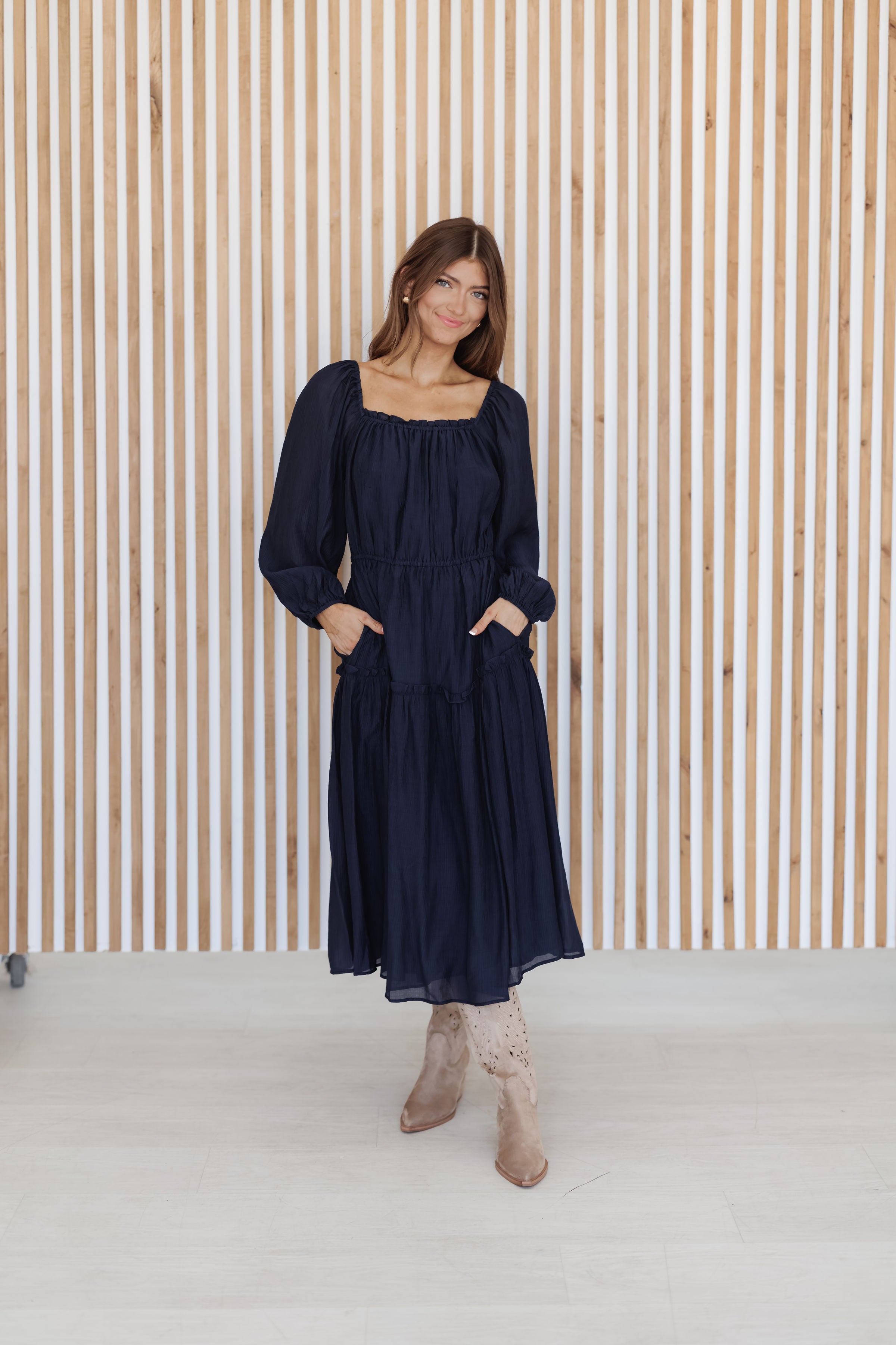 Autumn Romance Dress - Navy