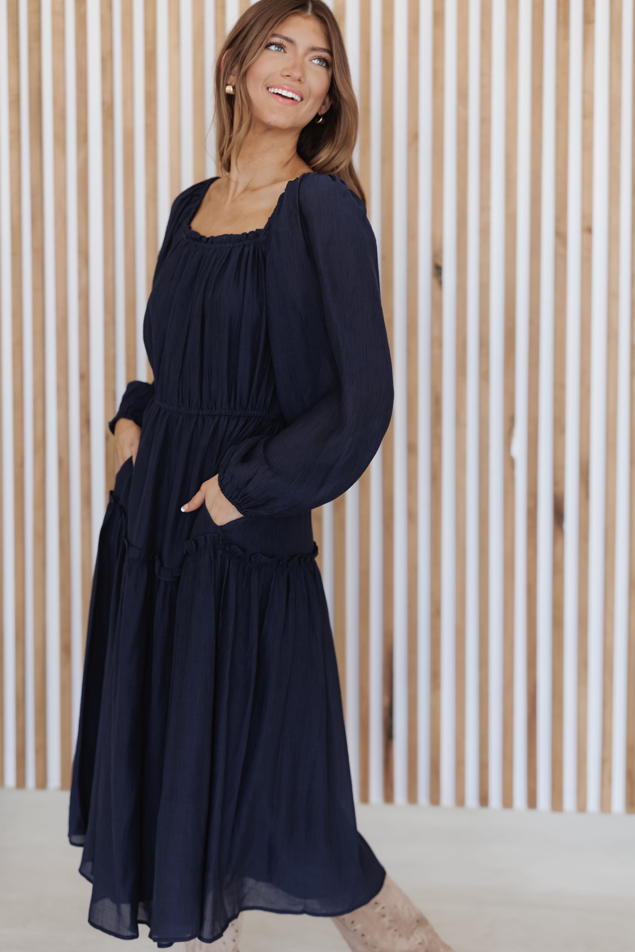 Autumn Romance Dress - Navy